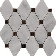 Diamond Mosaic Bianco Imperial With Dark Emperador Dot Marble Polished