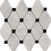 Diamond Mosaic Bianco Imperial With Black Dot Marble Polished