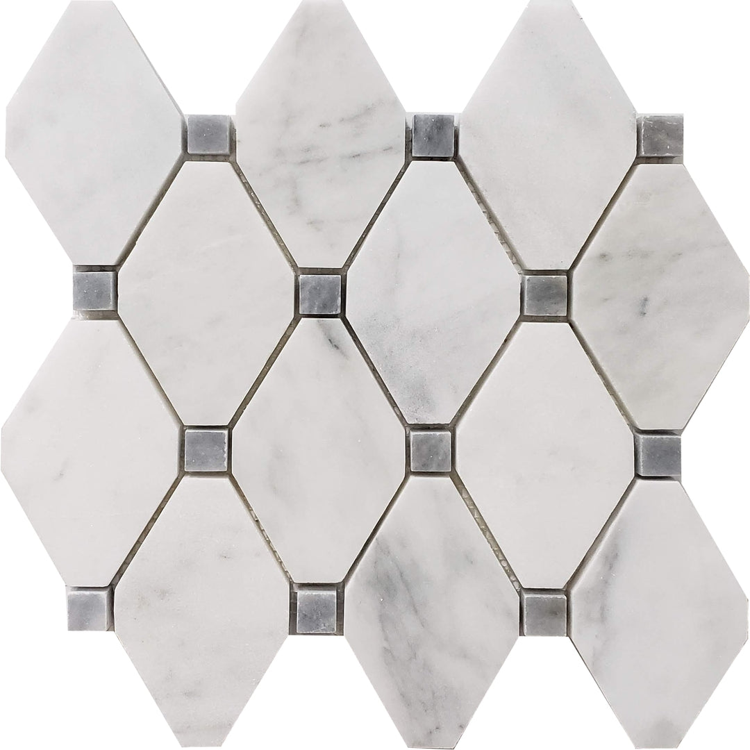 Diamond Mosaic Bianco Imperial With Grey Dot Marble Polished