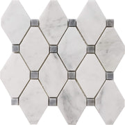 Diamond Mosaic Bianco Imperial With Grey Dot Marble Polished