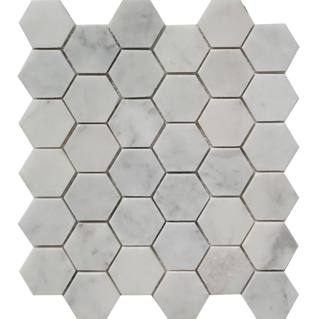 2 inch Hexagon Mosaic Bianco Imperial Marble Polished