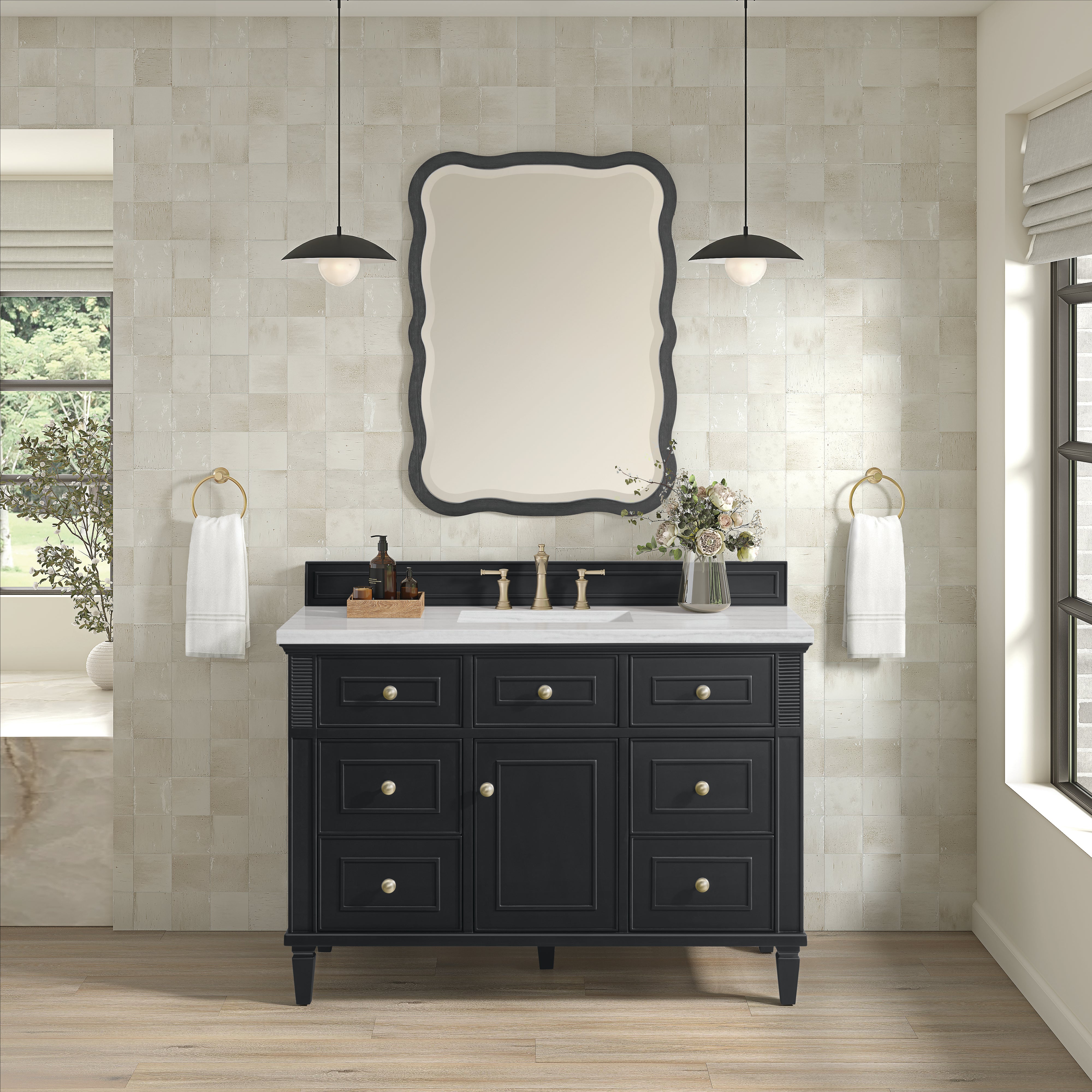 James Martin Lorelai 48" Single Vanity in Black Onyx with 3cm Countertop