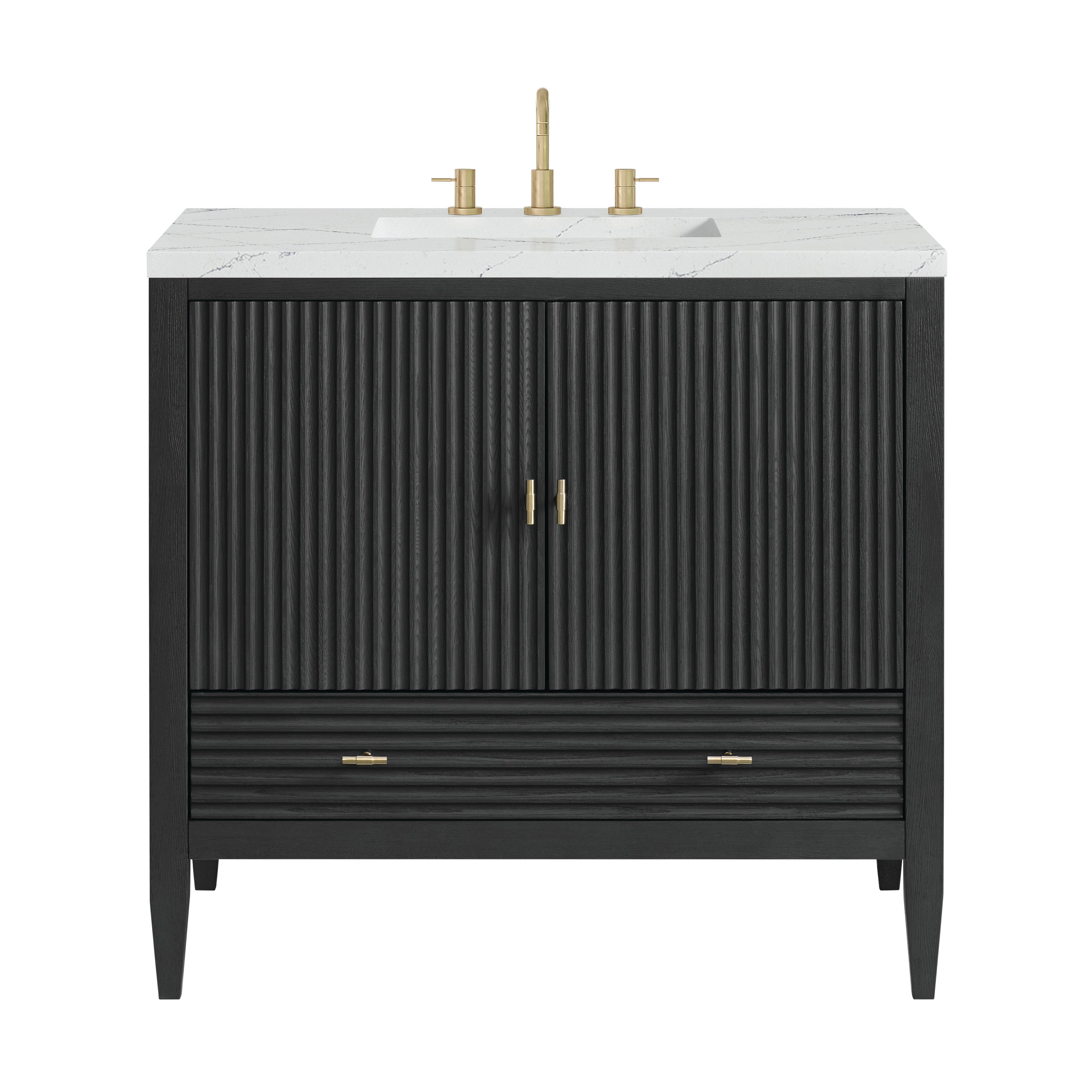James Martin Myrrin 36" Vanity in Carbon Oak with 3cm Countertop