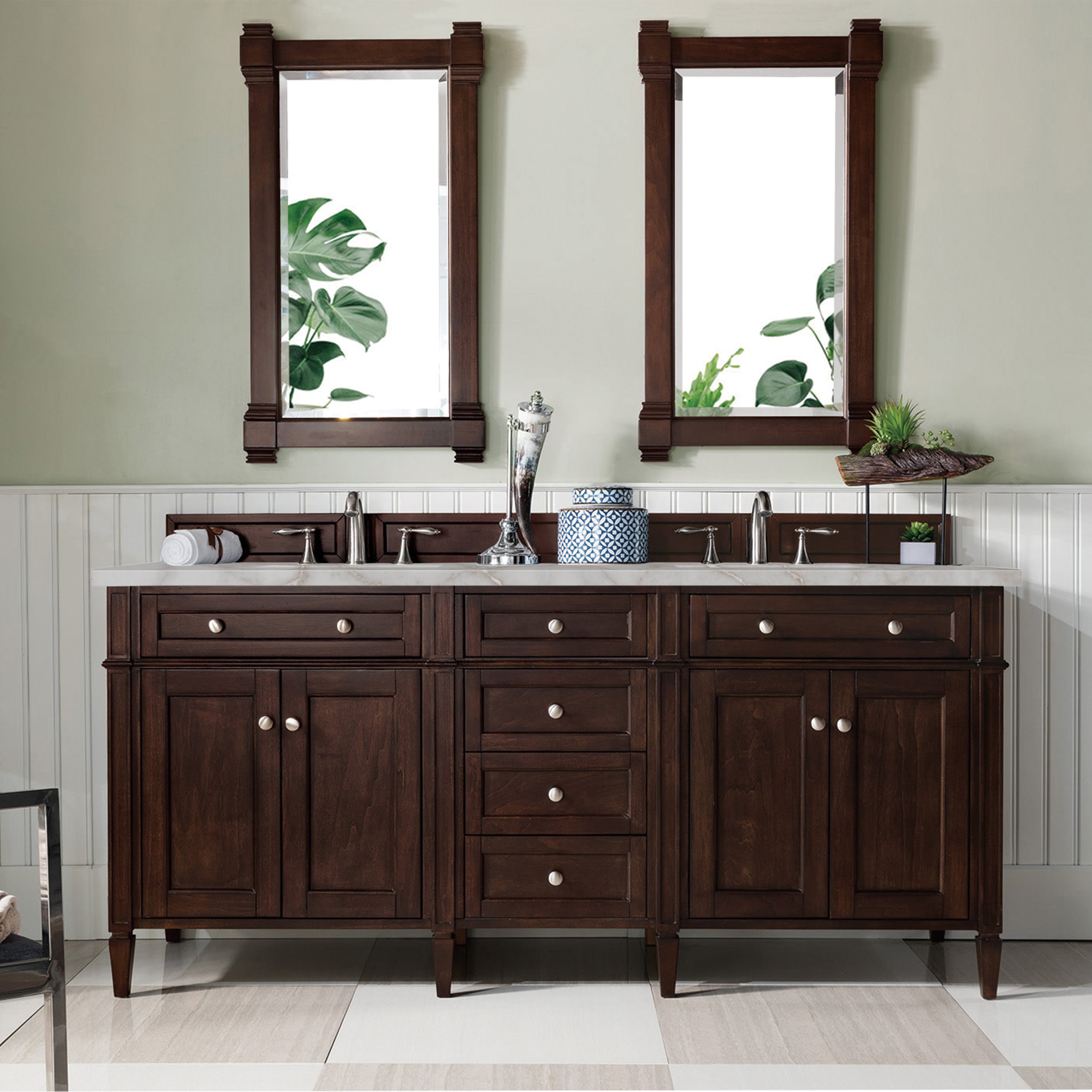 James Martin Brittany 72" Double Vanity in Burnished Mahogany with 3cm Countertop