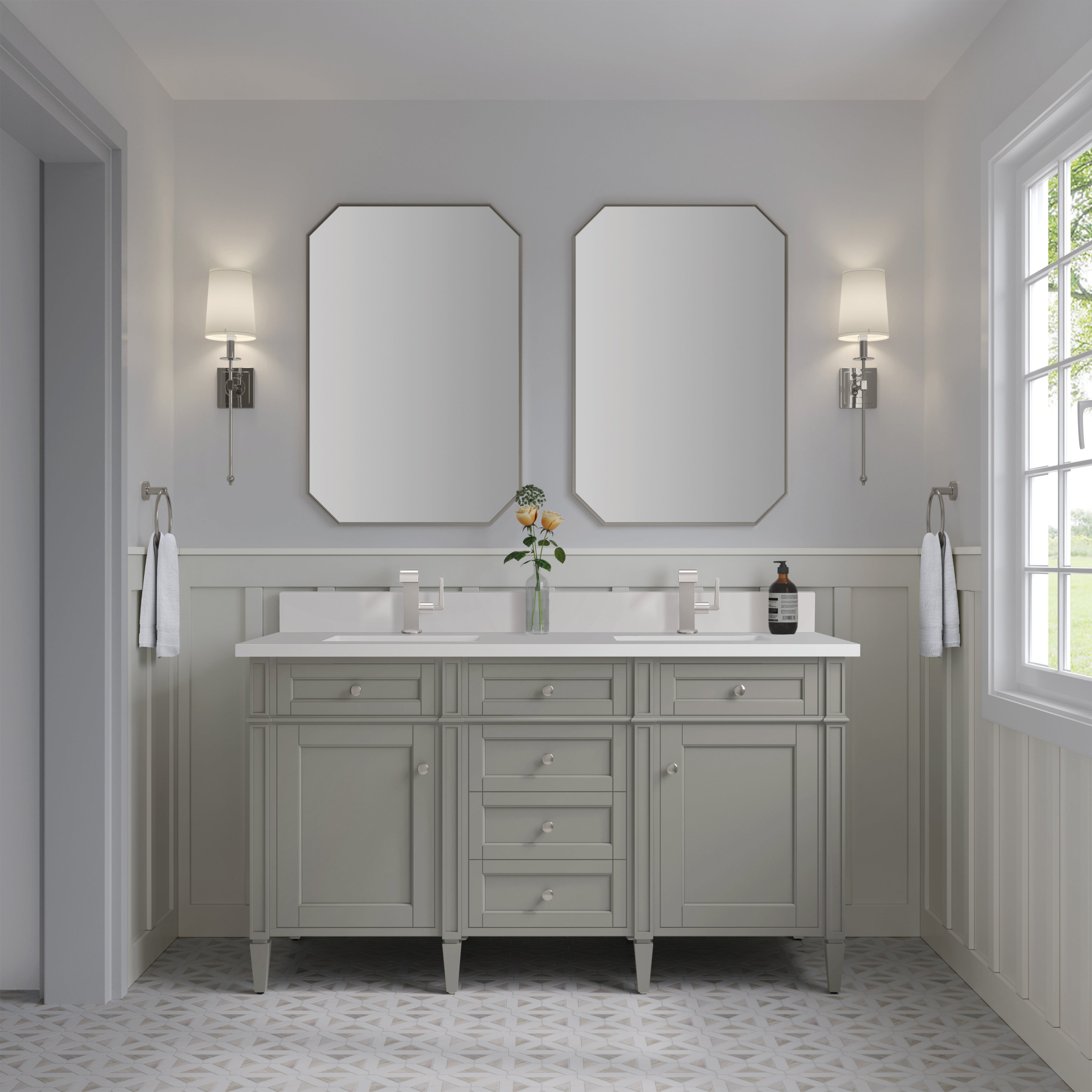 James Martin Brittany 60" Double Vanity in Urban Gray with 3cm Countertop