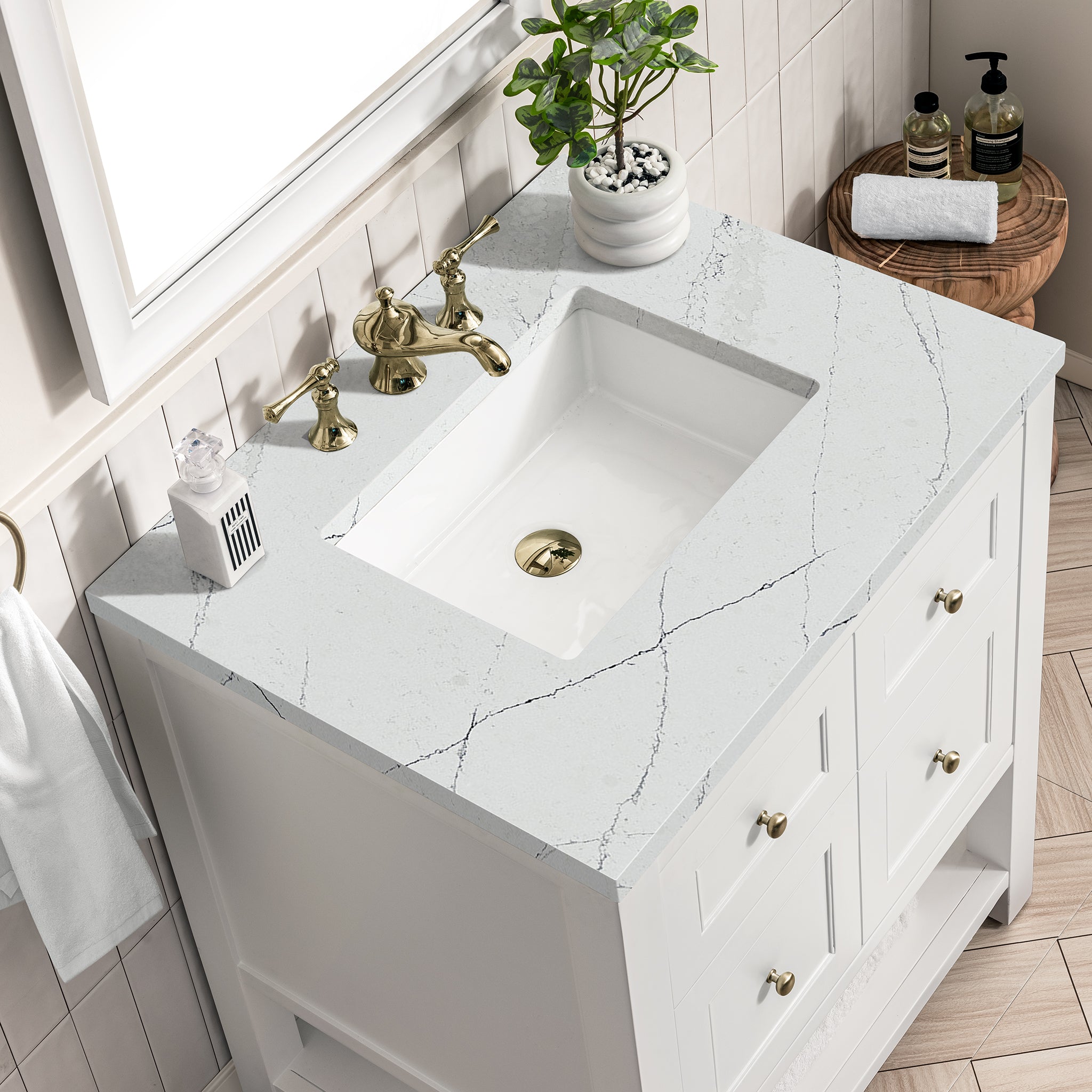 James Martin Breckenridge 30" Single Vanity in Bright White with 3cm Countertop