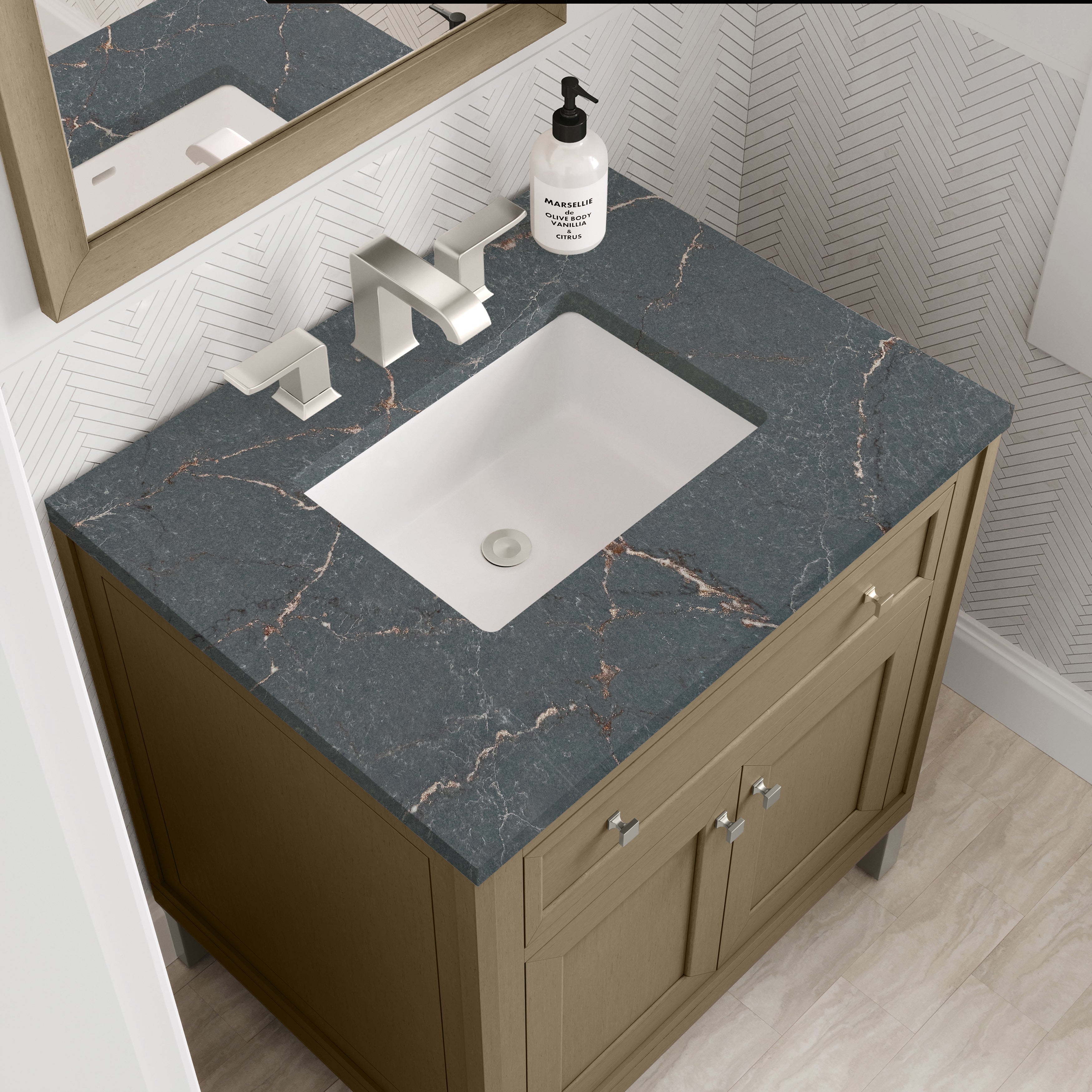 James Martin Chicago 30" Single Vanity in Walnut Whisper with 3cm Countertop