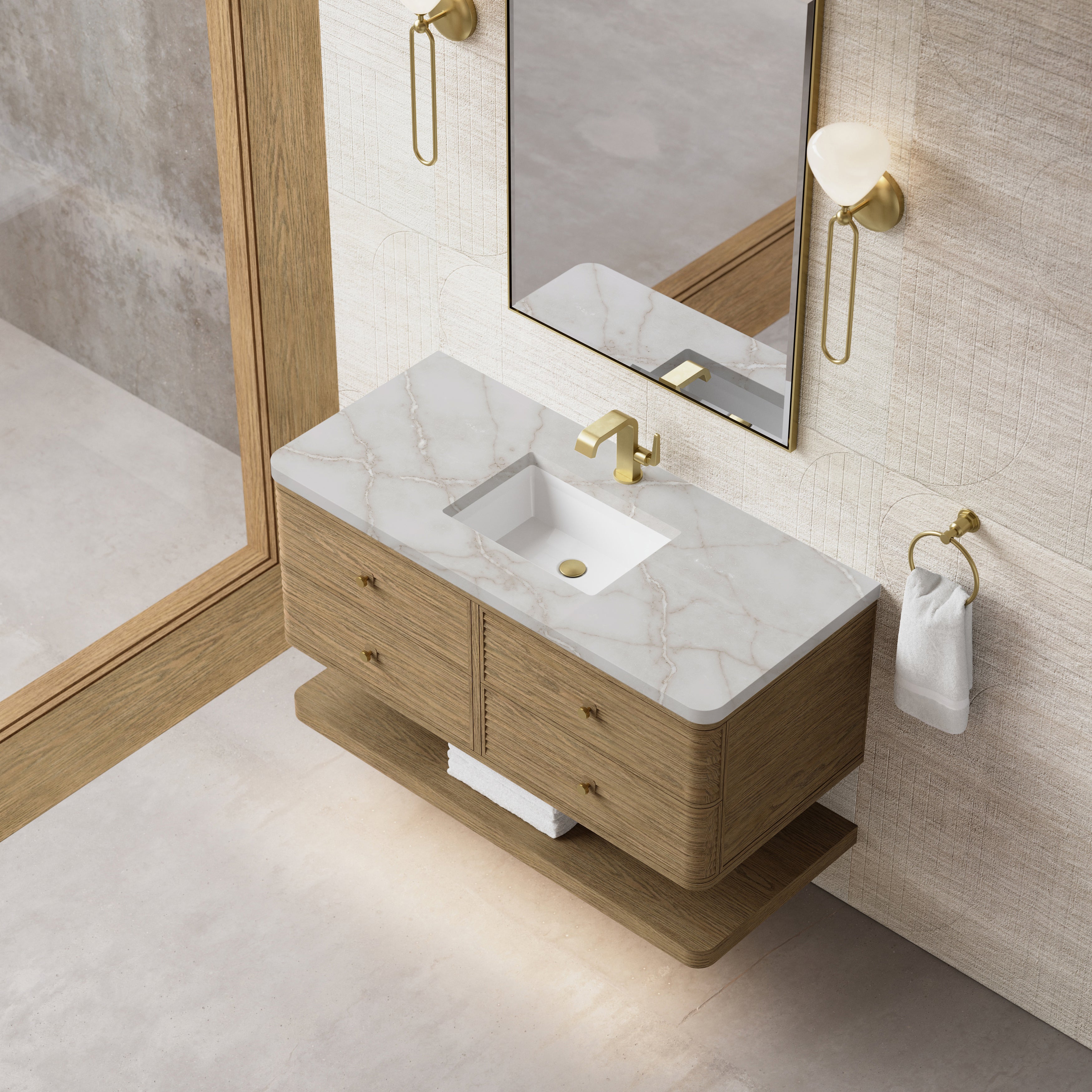 James Martin Allamari 48" Single Vanity in Dune Mist with 3cm Countertop