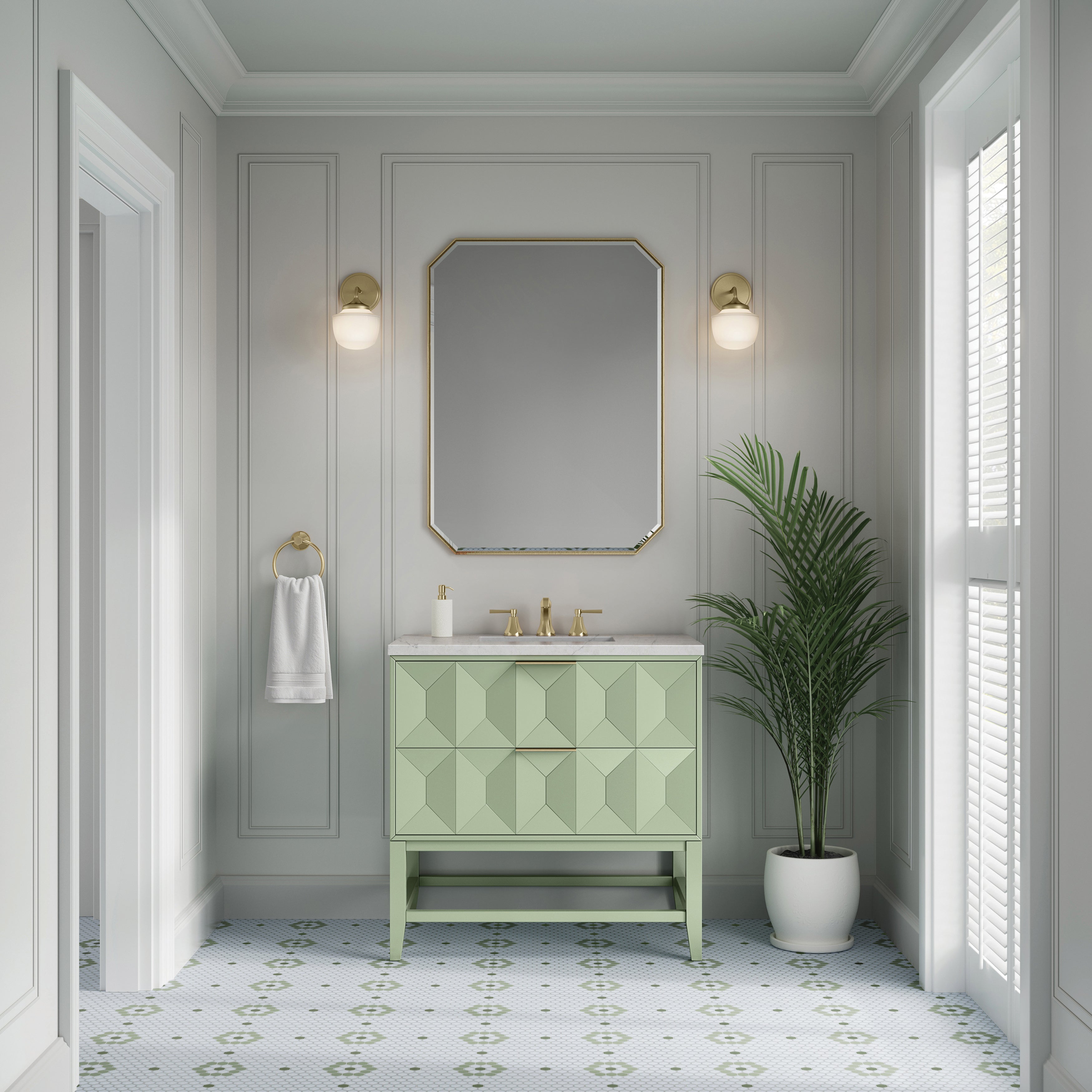 James Martin Emmeline 36" Single Vanity in Pistachio with 3cm Countertop