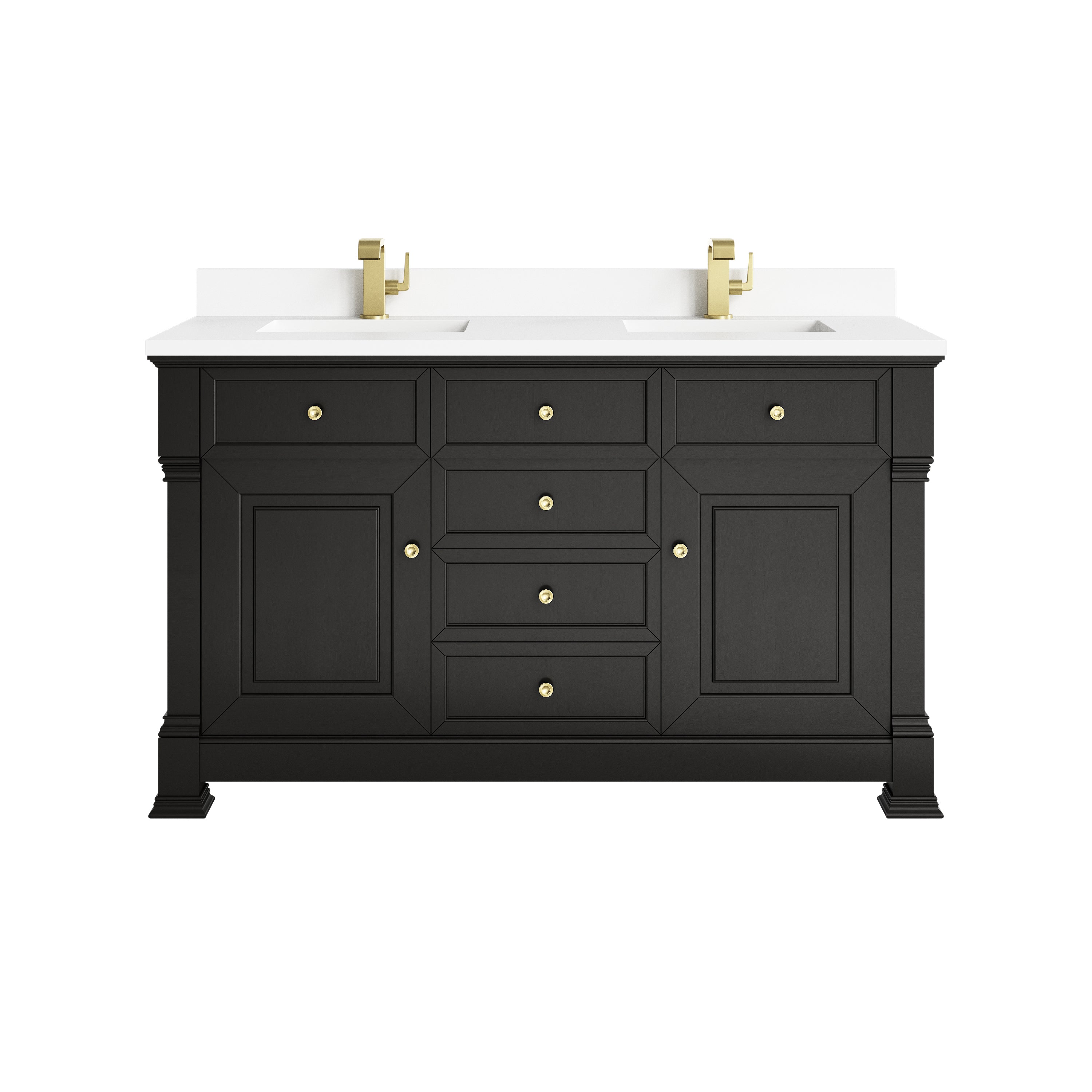 James Martin Brookfield 60" Double Vanity in Black Onyx with 3cm Countertop