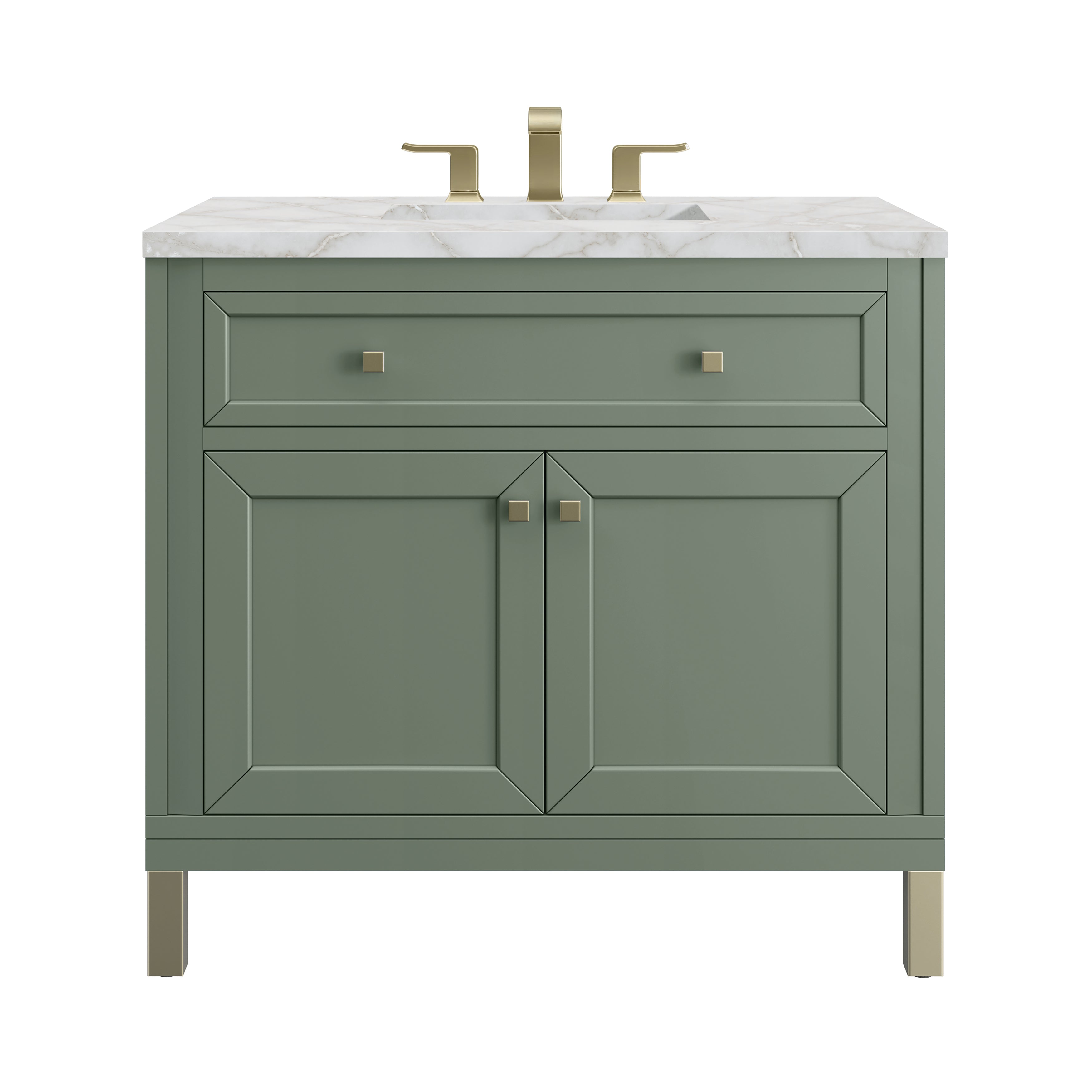 James Martin Chicago 36" Single Vanity in Smokey Celadon with 3cm Countertop