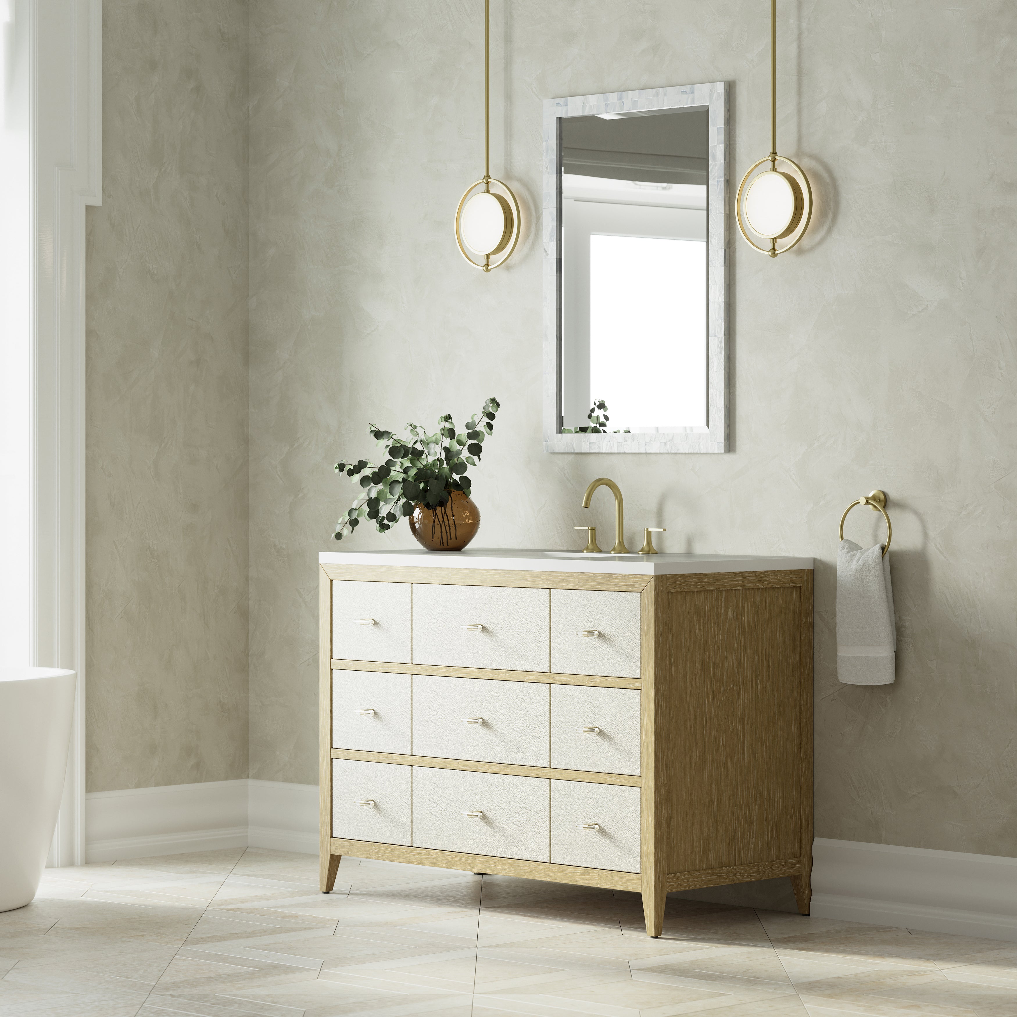 James Martin Celeste 48" Single Vanity in Sunwashed Oak with 3cm Countertop