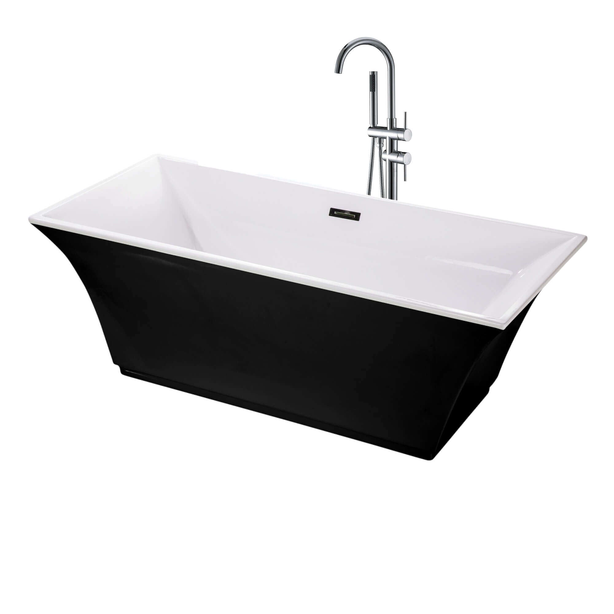 Fine Fixtures Sanctuary™ Freestanding Tub – Black & White Acrylic