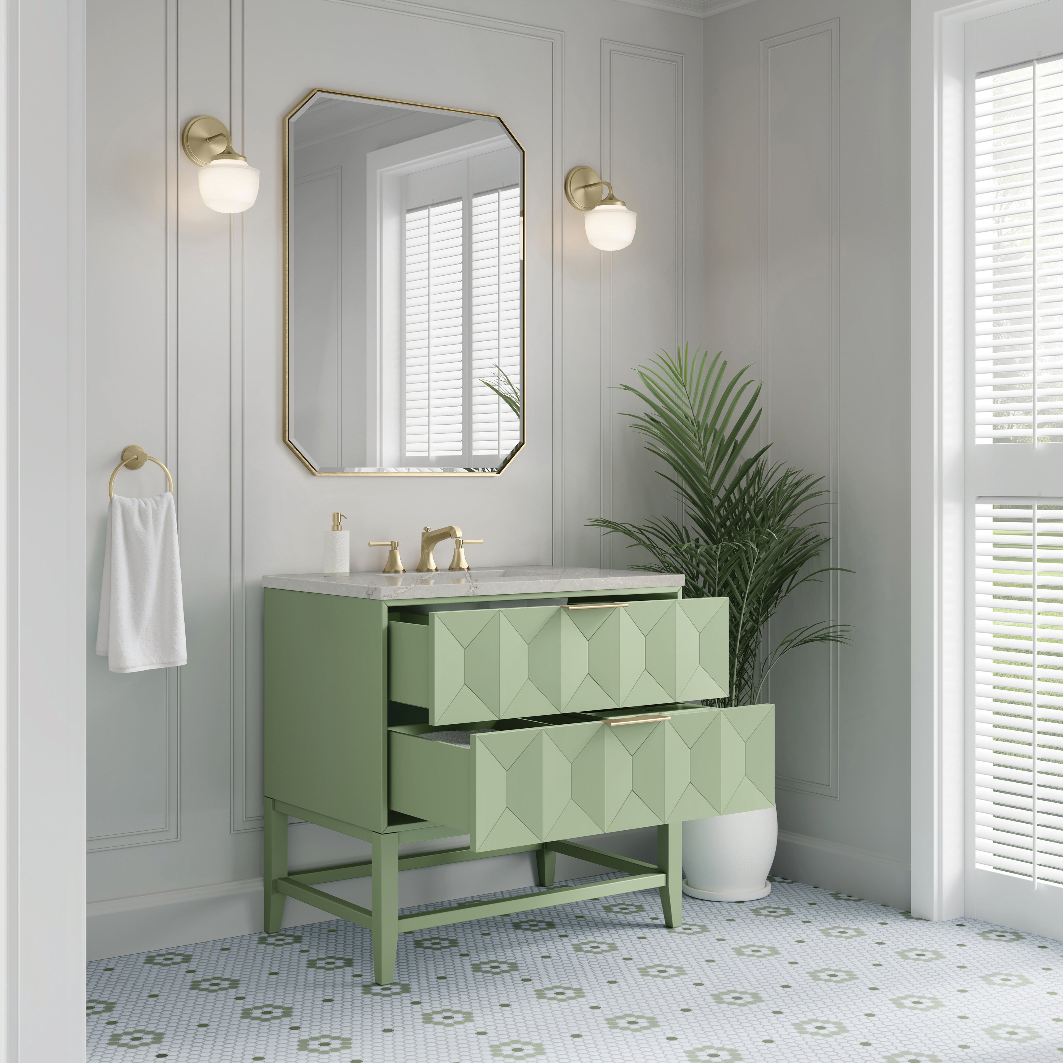 James Martin Emmeline 36" Single Vanity in Pistachio with 3cm Countertop
