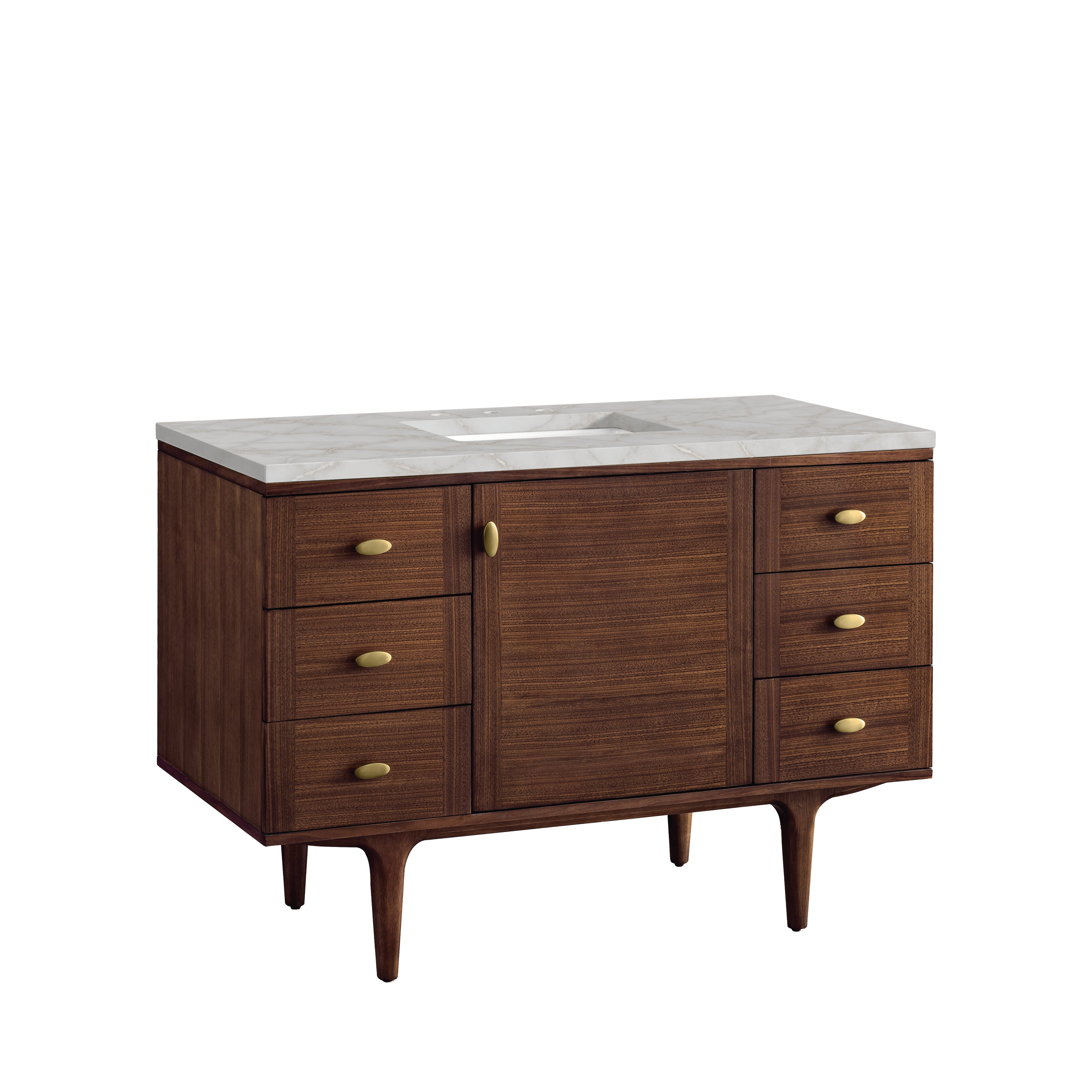 James Martin Amberly 48" Single Vanity in Mid-Century Walnut with 3cm Countertop and FreePower Wireless Charger