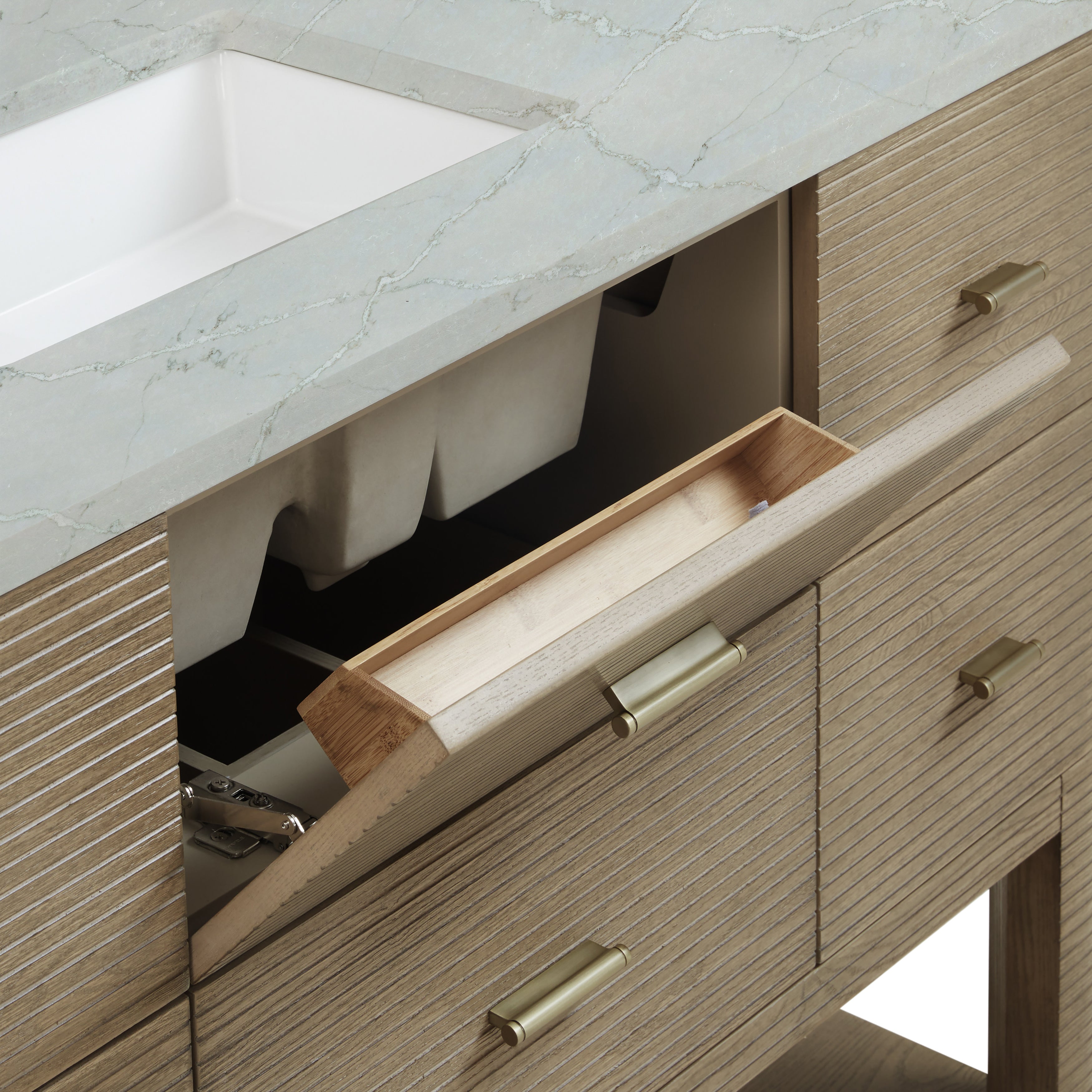 James Martin Lucian 48" Single Vanity in Pebble Oak with 3cm Countertop