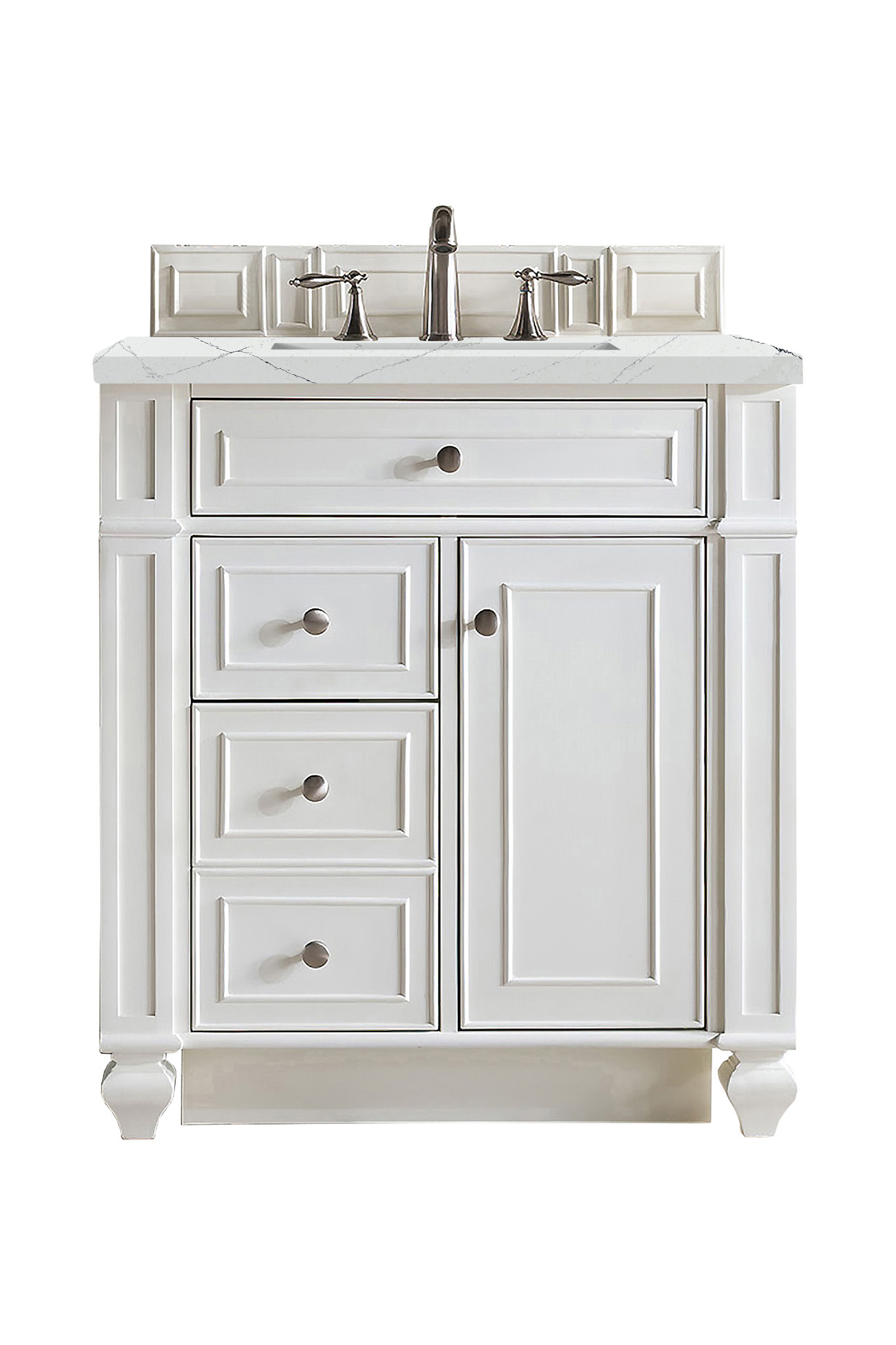 James Martin Bristol 30" Single Vanity in Bright White with 3cm Countertop