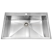 Houzer Bellus 33" Stainless Steel Drop-in Topmount 1-hole Single Bowl Kitchen Sink with Strainer & Grid