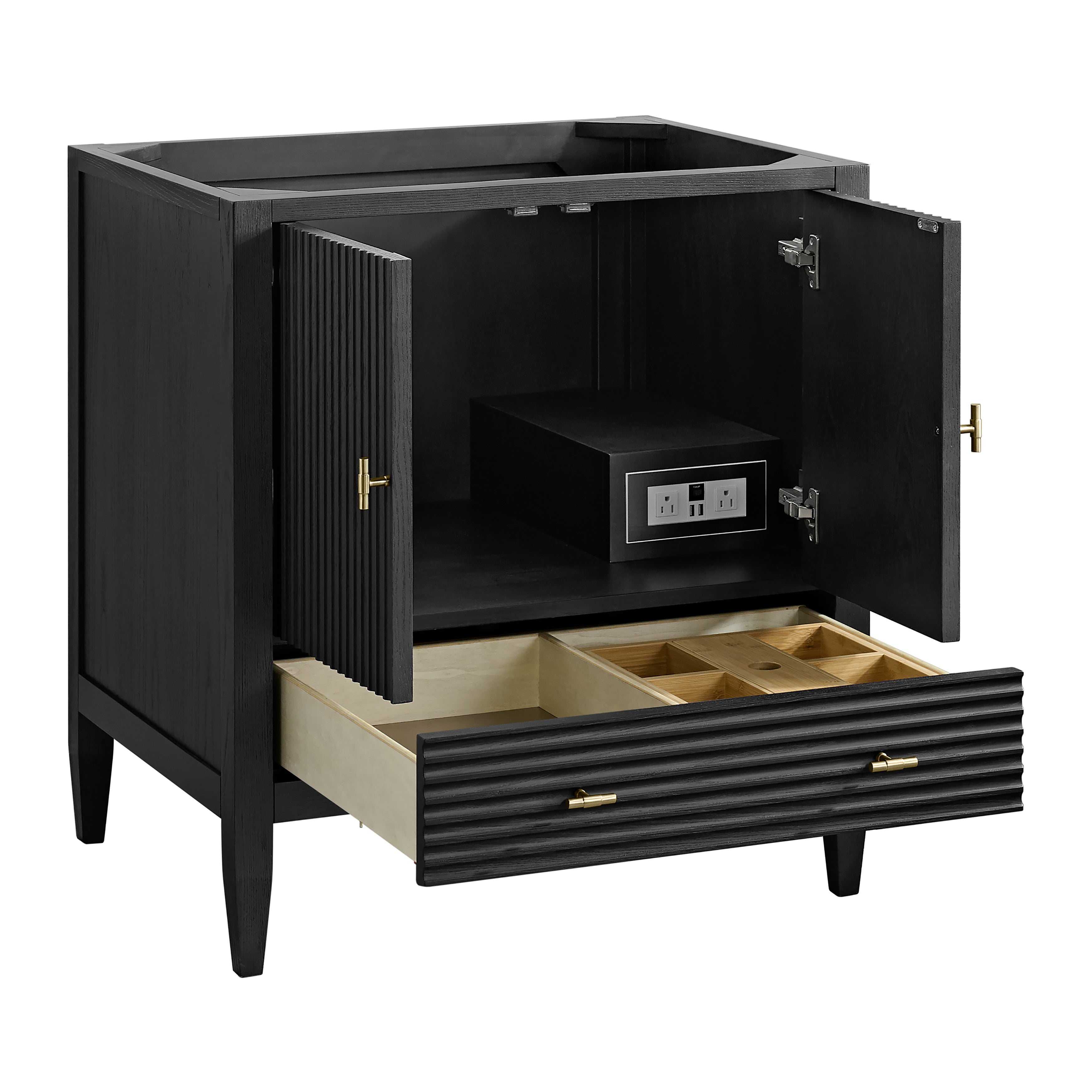 James Martin Myrrin 30" Single Vanity in Carbon Oak with 3cm Countertop