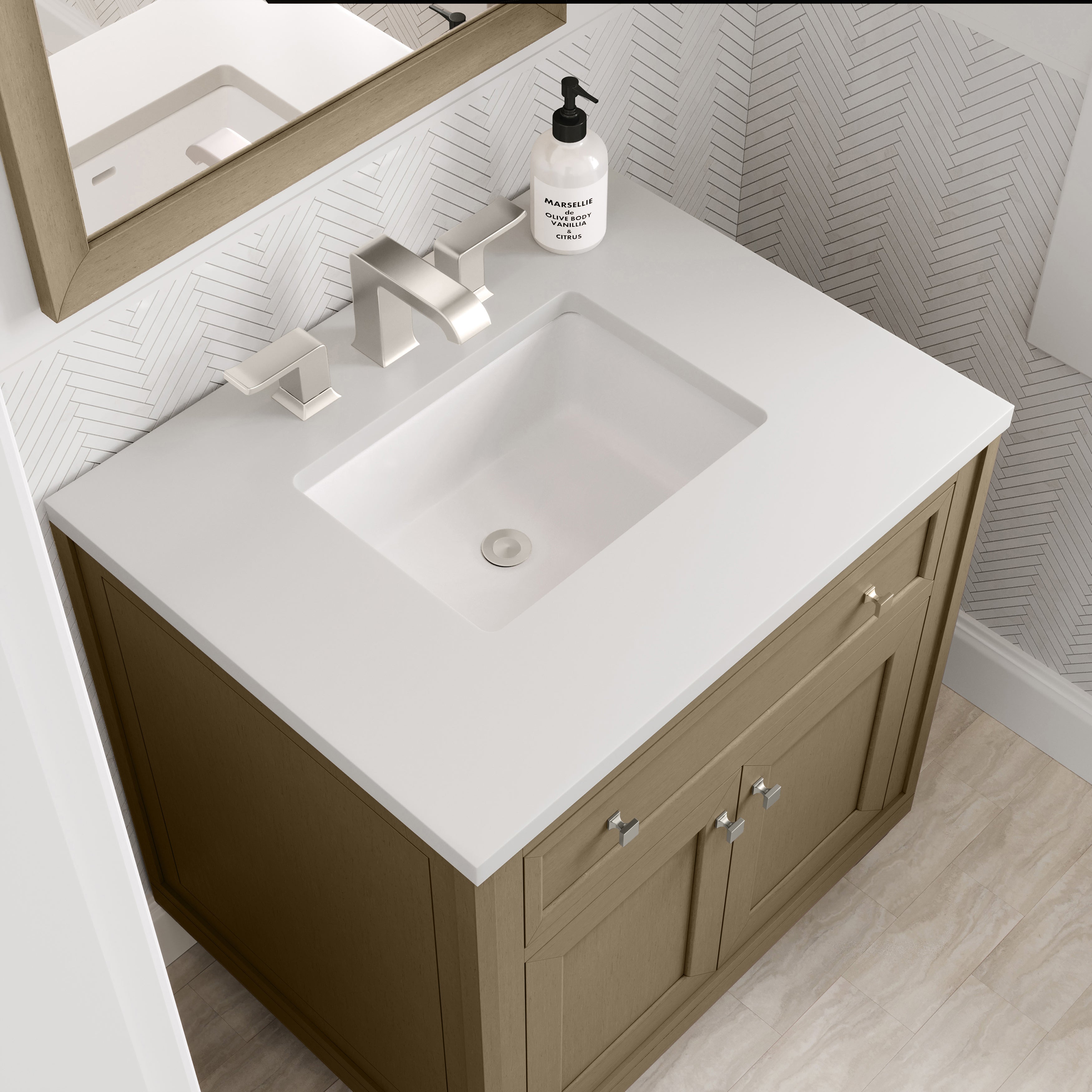 James Martin Chicago 30" Single Vanity in Walnut Whisper with 3cm Countertop