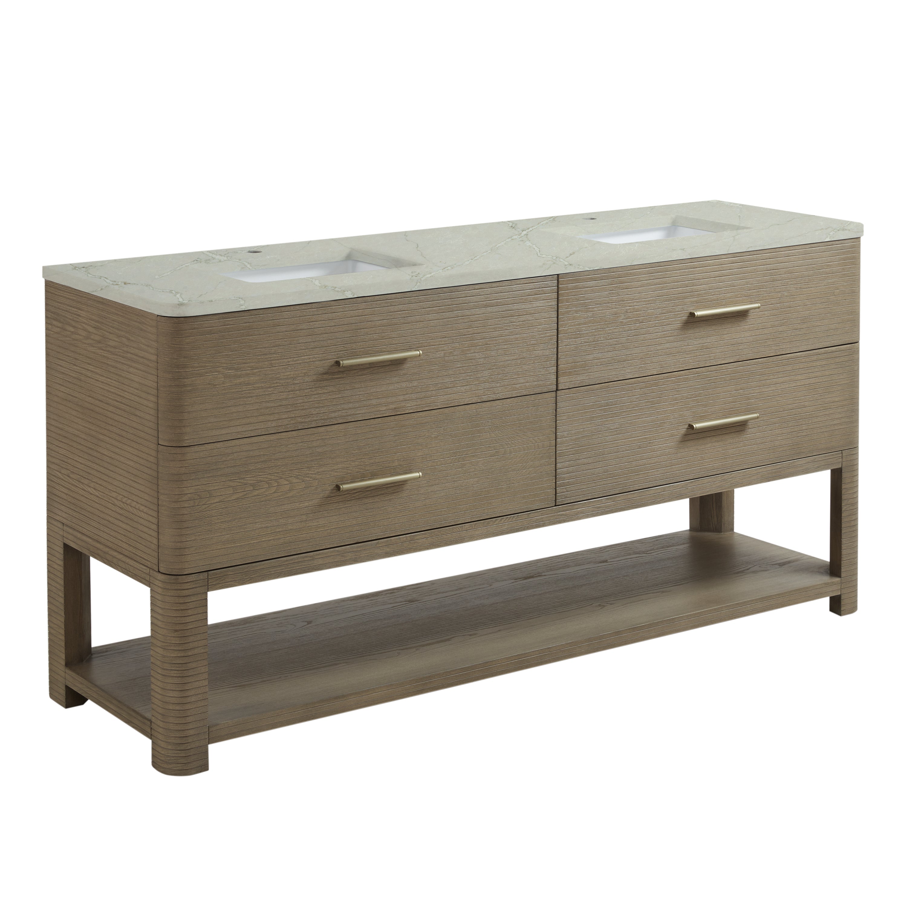 James Martin Lucian 72" Double Vanity in Pebble Oak with 3cm Countertop