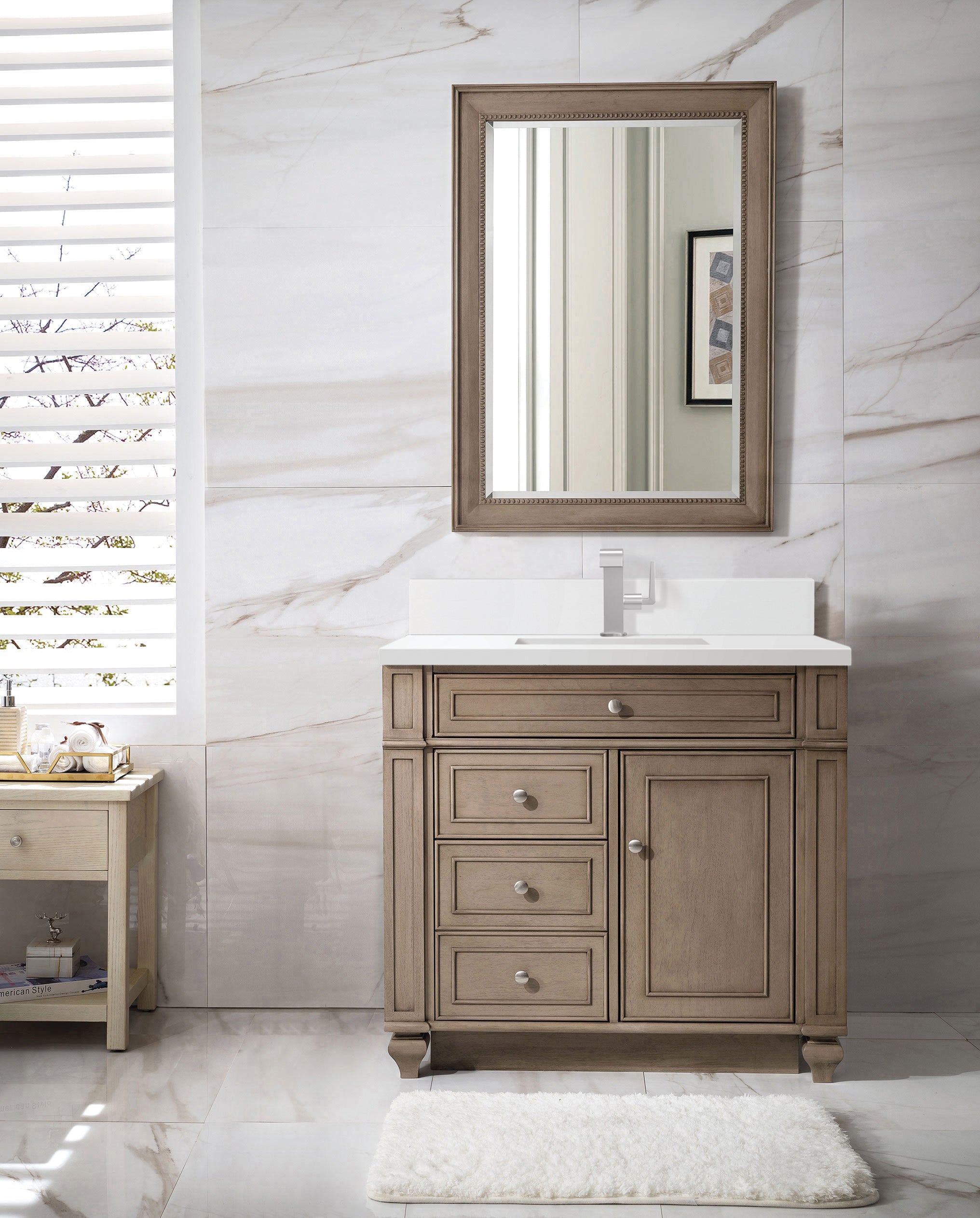 James Martin Bristol 36" Single Vanity in Whitewashed Walnut with 3cm Countertop