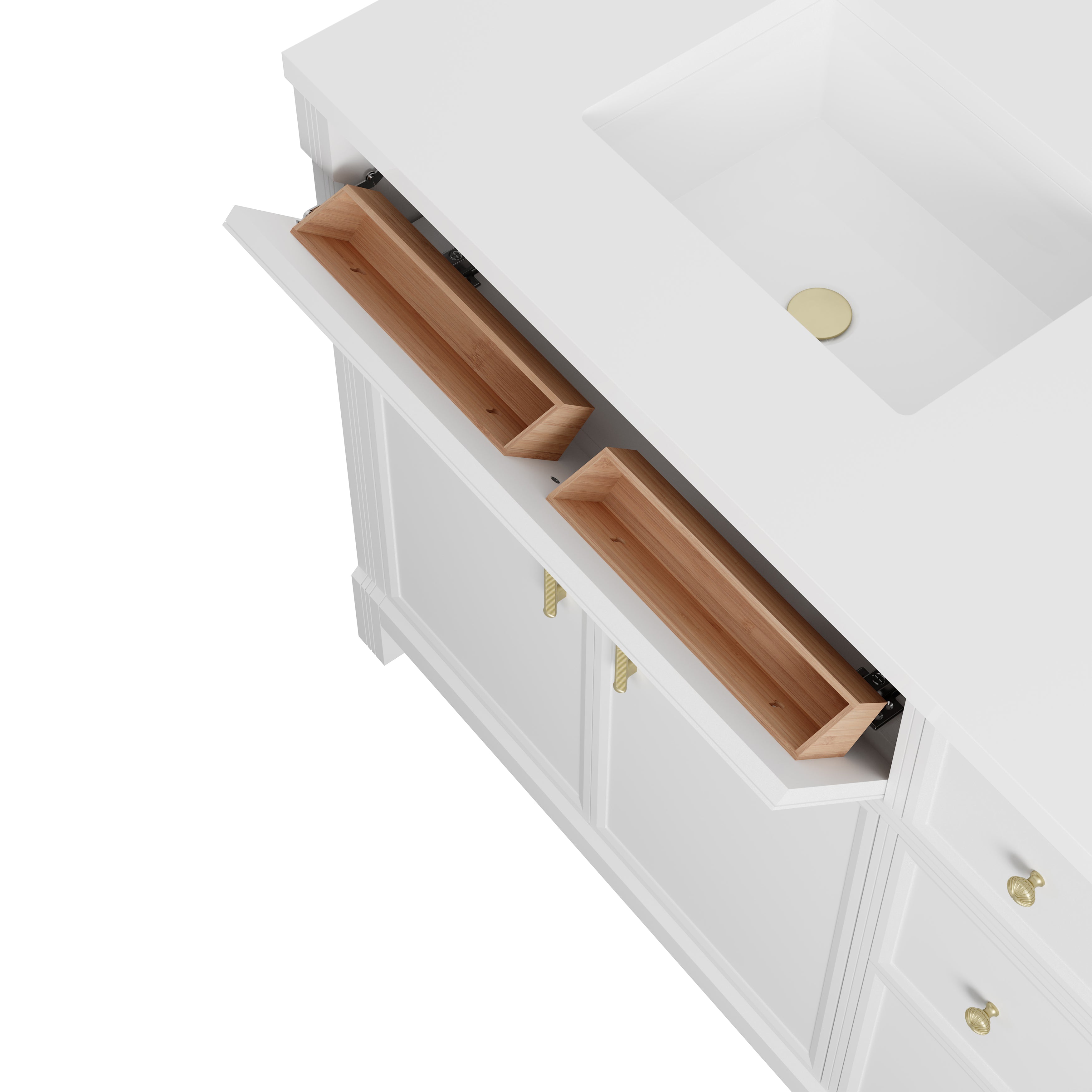 James Martin Bellshire 72" Double Vanity in Bright White with 3cm Countertop and FreePower Wireless Charger