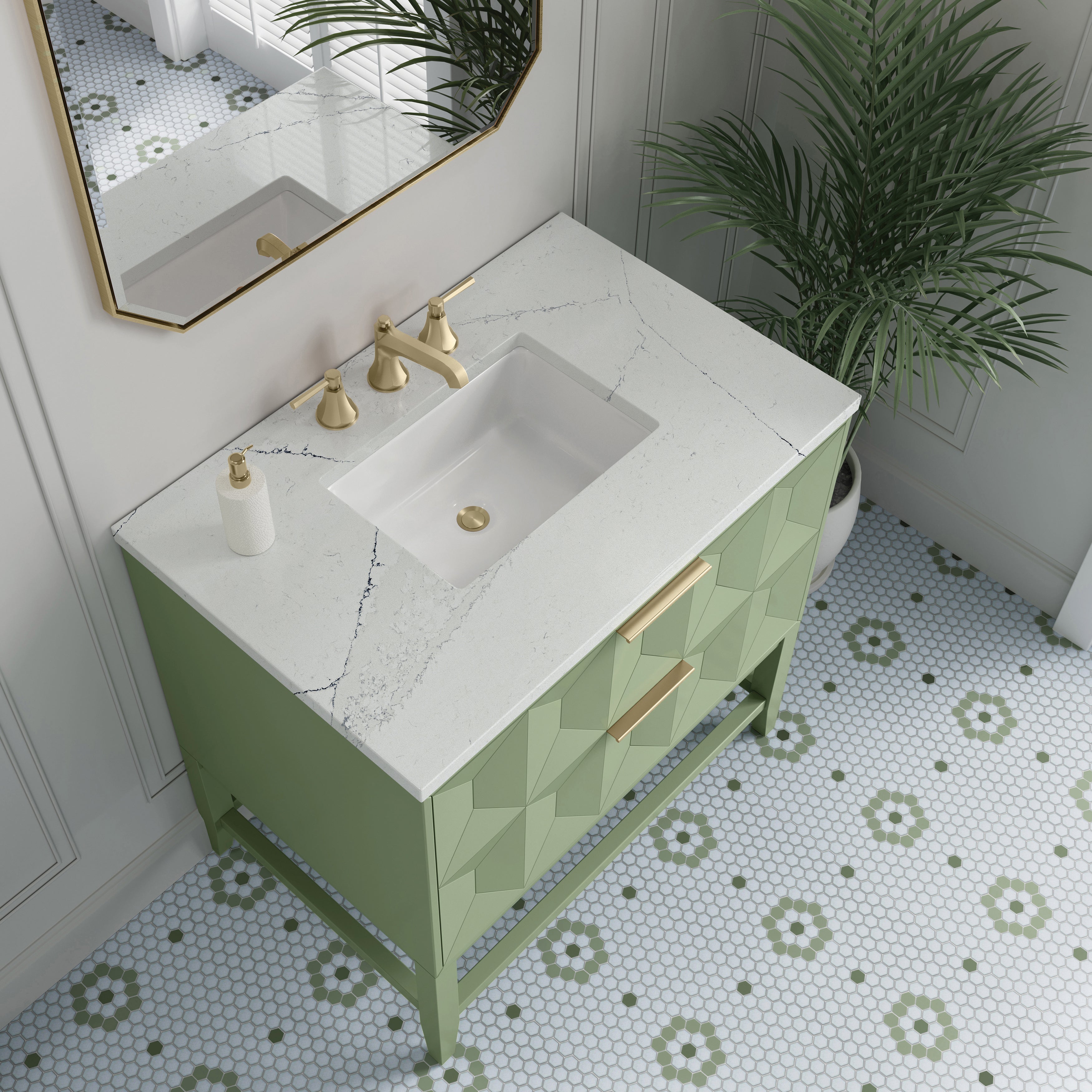 James Martin Emmeline 36" Single Vanity in Pistachio with 3cm Countertop