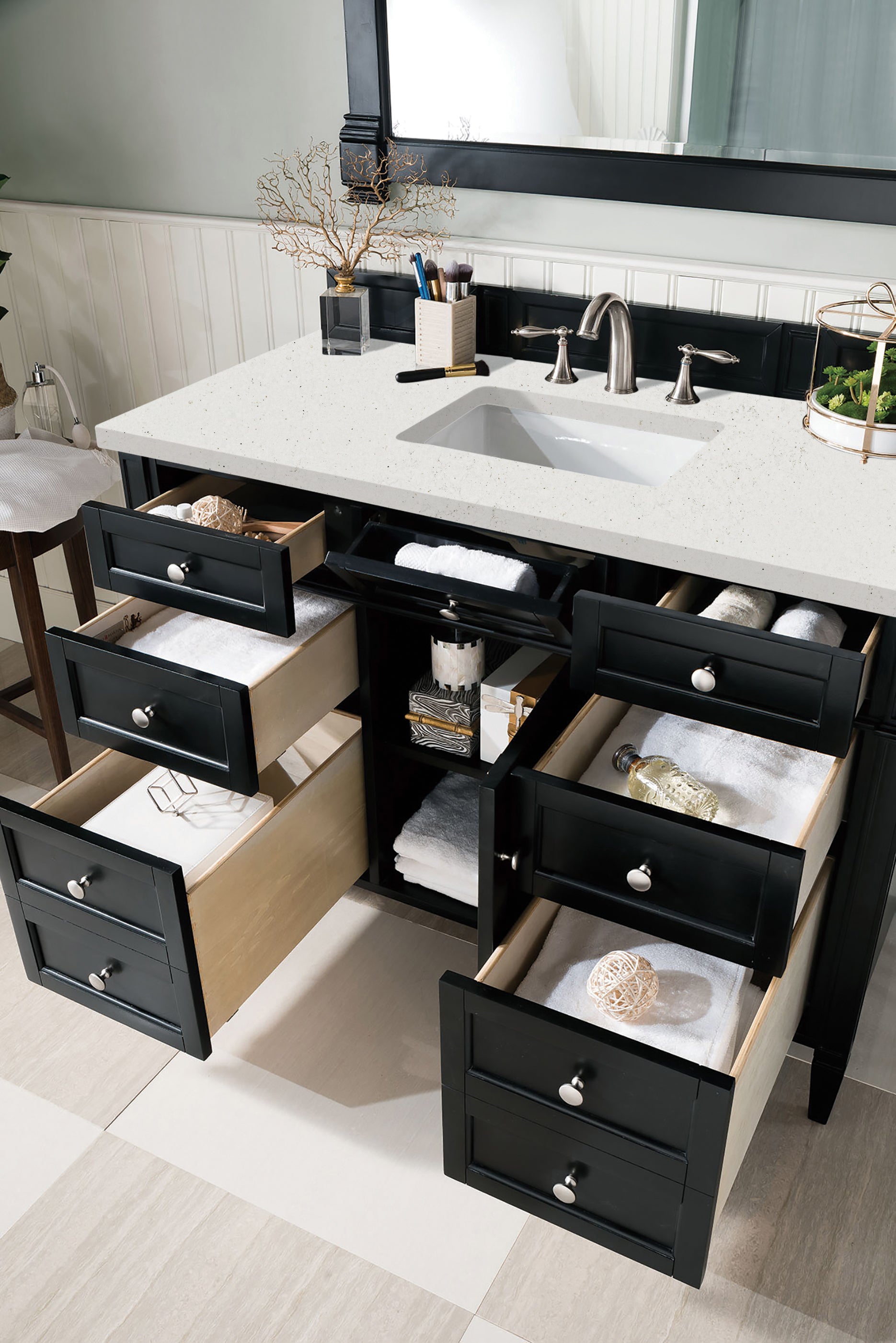 James Martin Brittany 48" Single Vanity in Black Onyx with 3cm Countertop