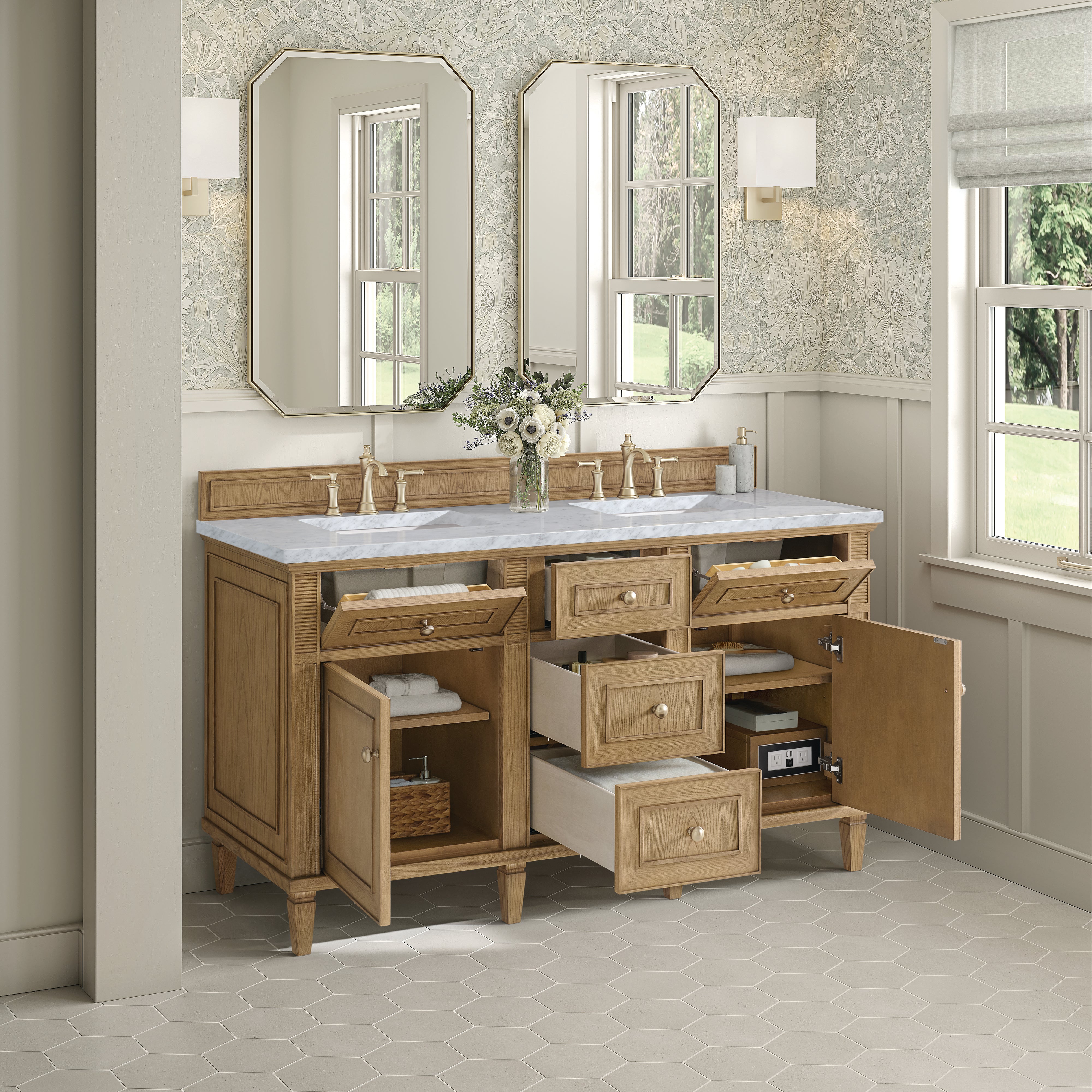 James Martin Lorelai 60" Double Vanity in Light Natural Oak with 3cm Countertop