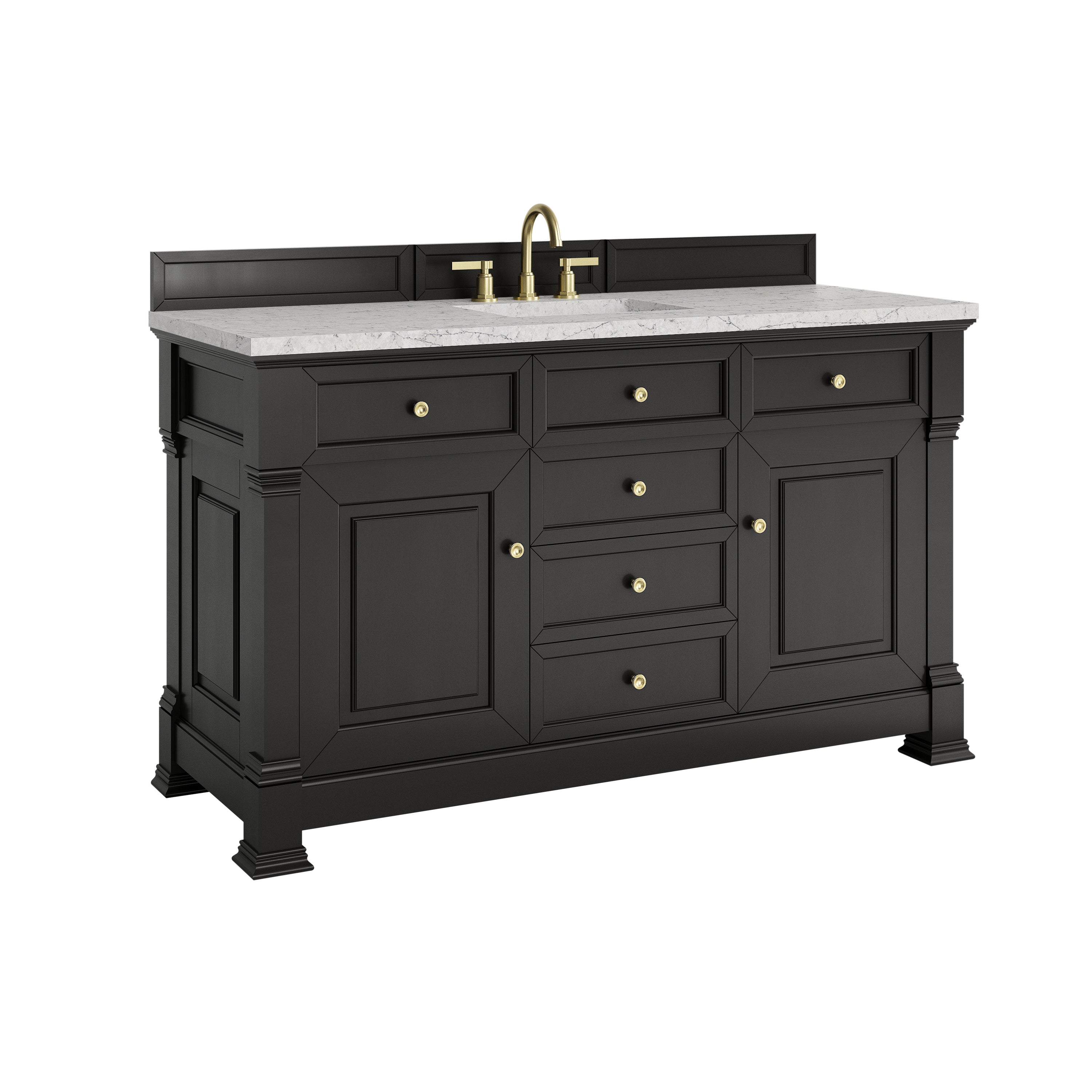 James Martin Brookfield 60" Single Vanity in Black Onyx with 3cm Countertop