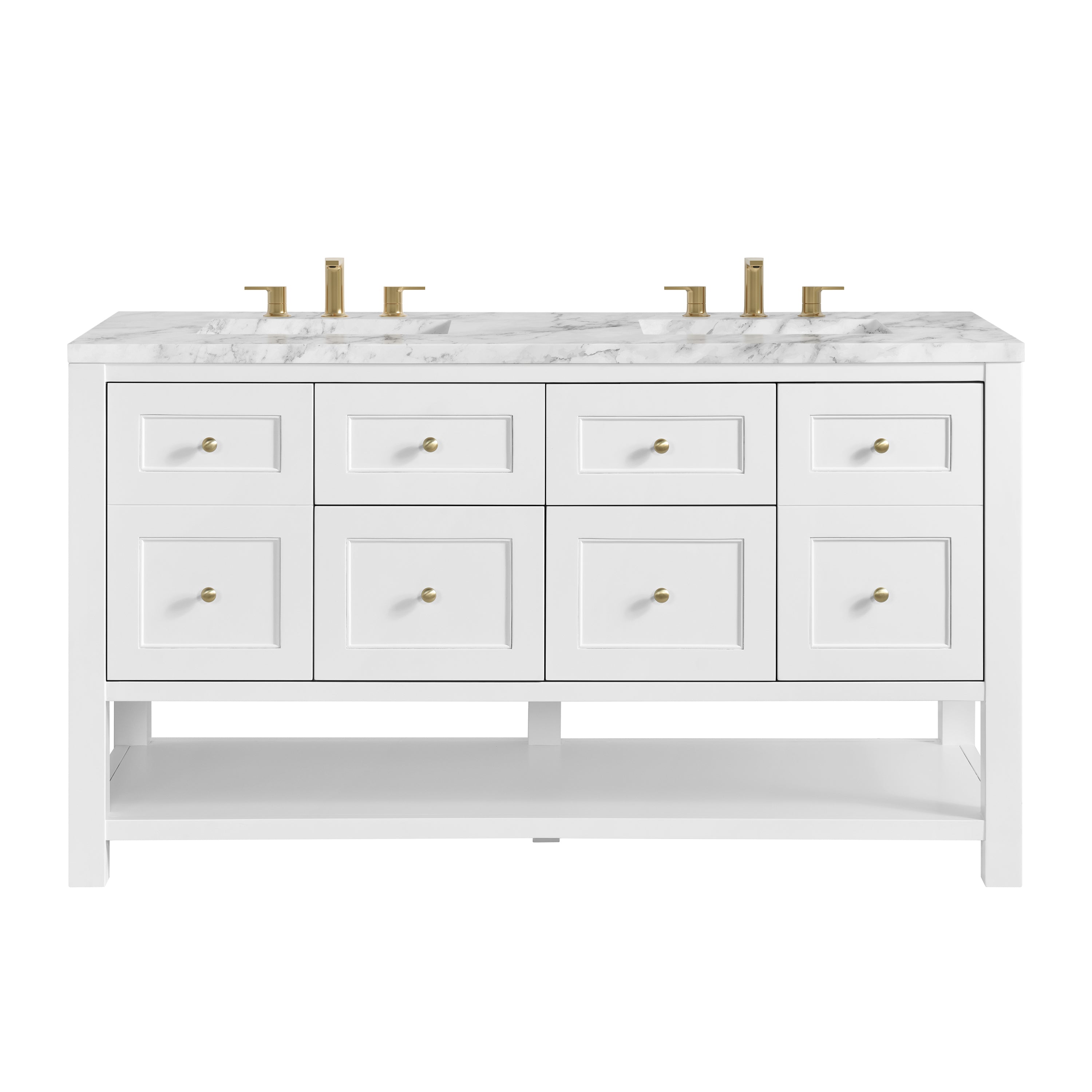 James Martin Breckenridge 60" Double Vanity in Bright White with 3cm Countertop