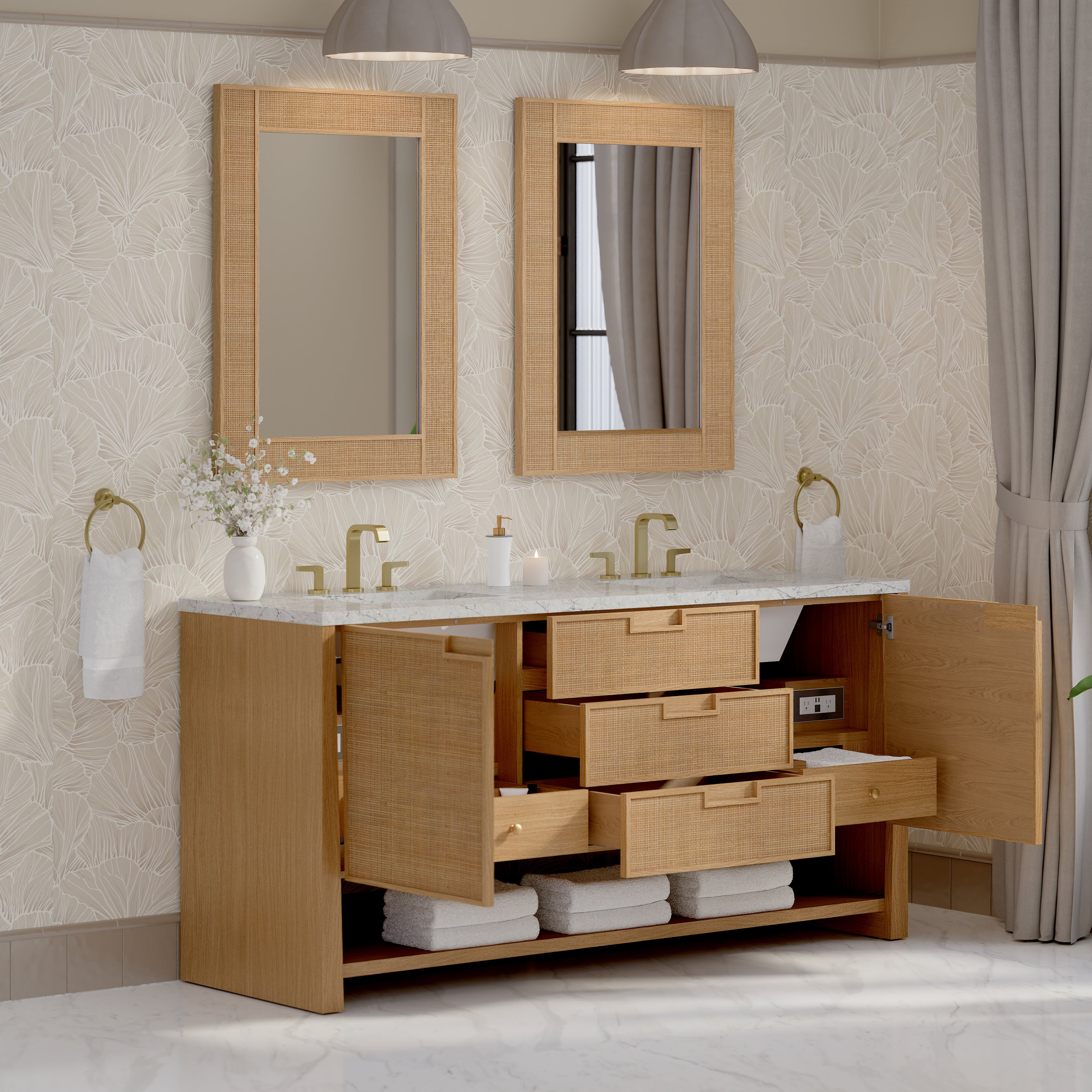 James Martin Solene 72" Double Vanity in Seaside Oak with 3cm Countertop