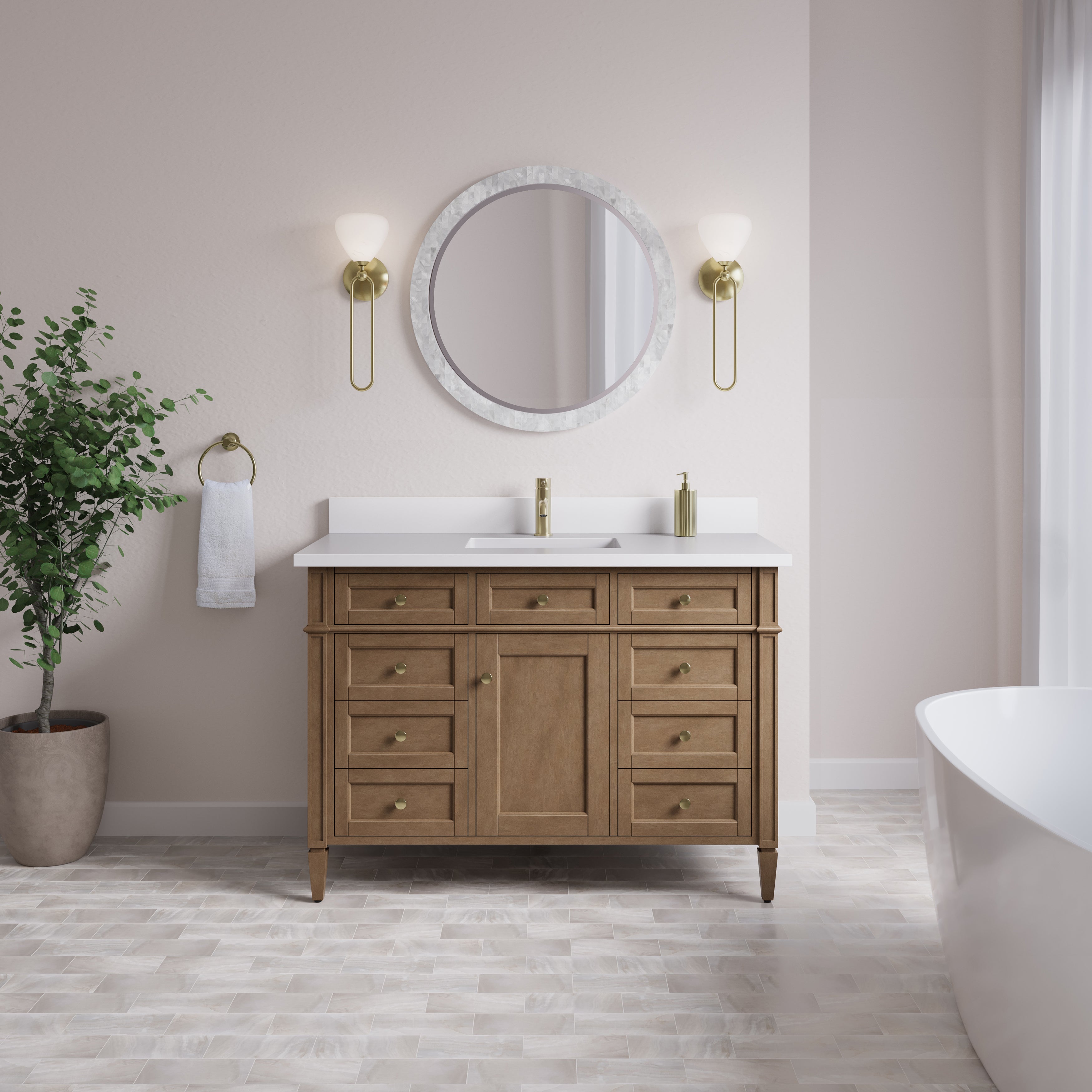 James Martin Brittany 48" Single Vanity in Pecan with 3cm Countertop