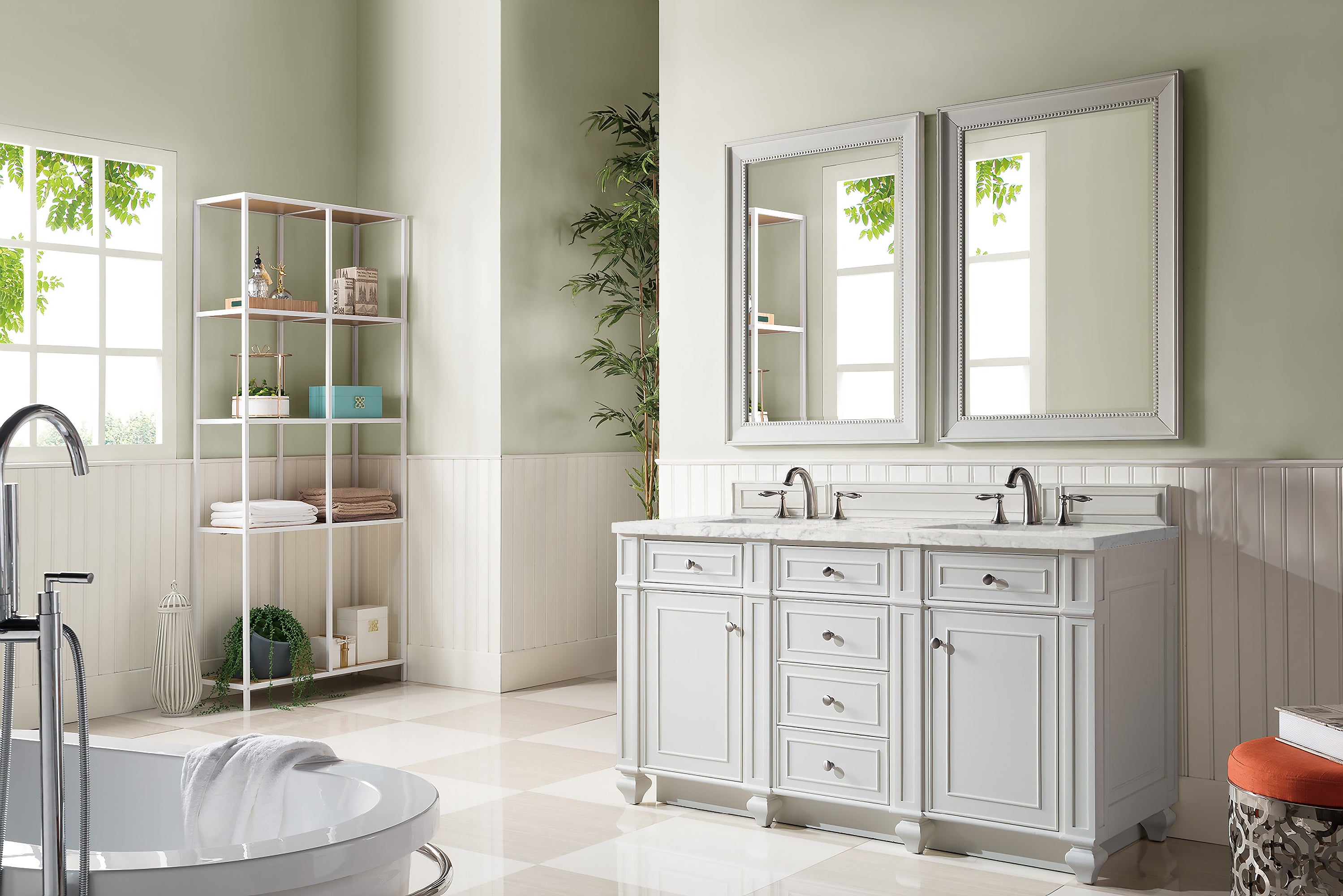 James Martin Bristol 60" Double Vanity in Bright White with 3cm Countertop
