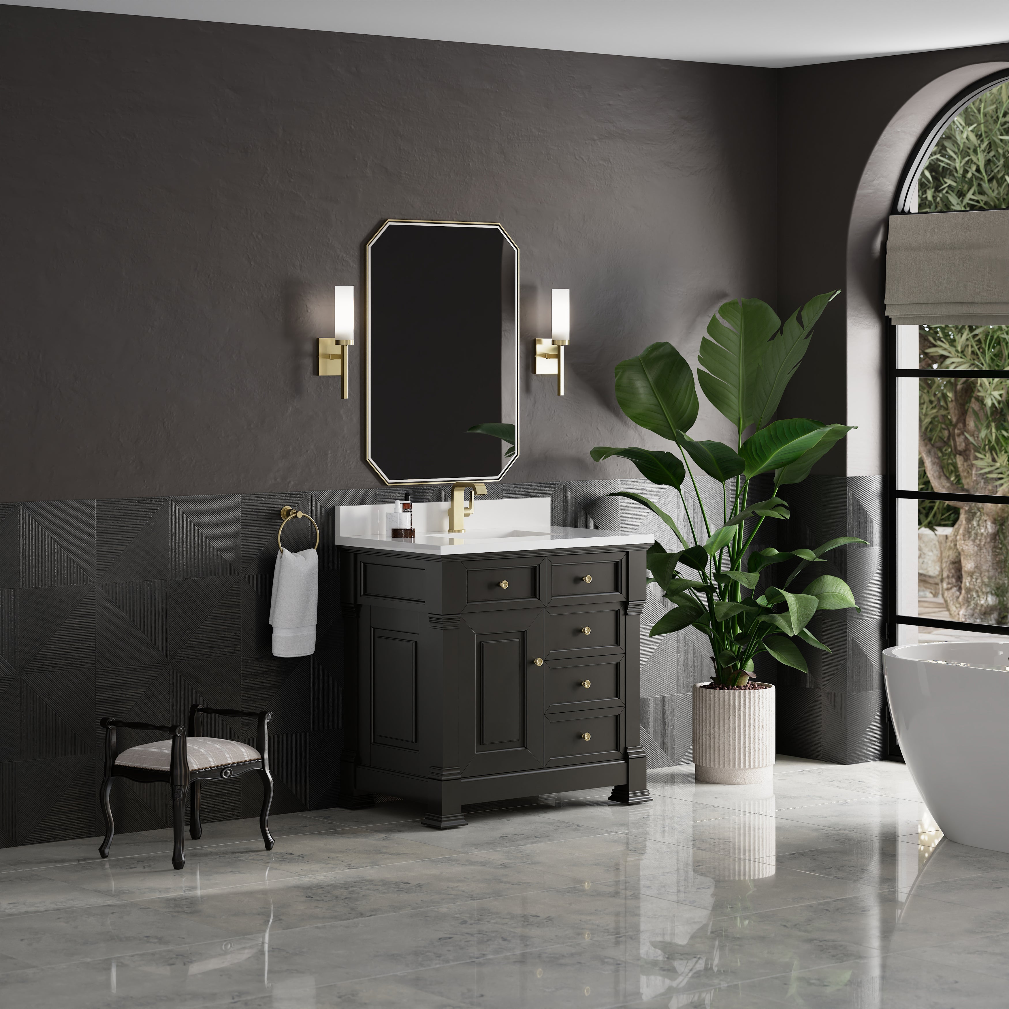 James Martin Brookfield 36" Single Vanity in Black Onyx with 3cm Countertop
