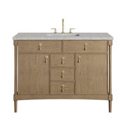 James Martin Kinnsden 48" Single Vanity in Weathered Oak with 3cm Countertop and FreePower Wireless Charger