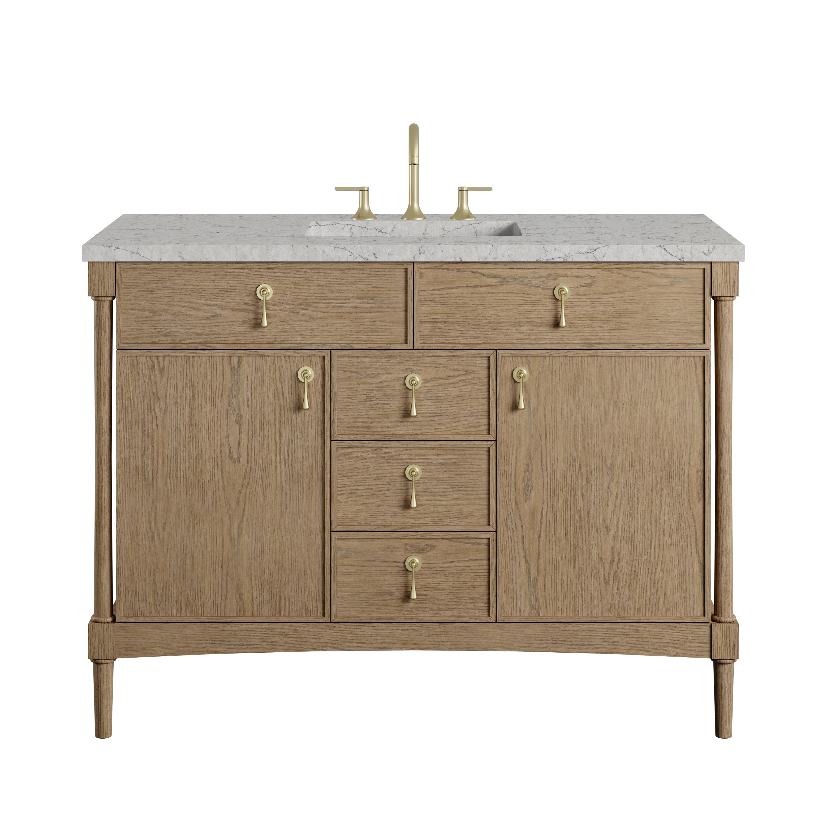 James Martin Kinnsden 48" Single Vanity in Weathered Oak with 3cm Countertop and FreePower Wireless Charger
