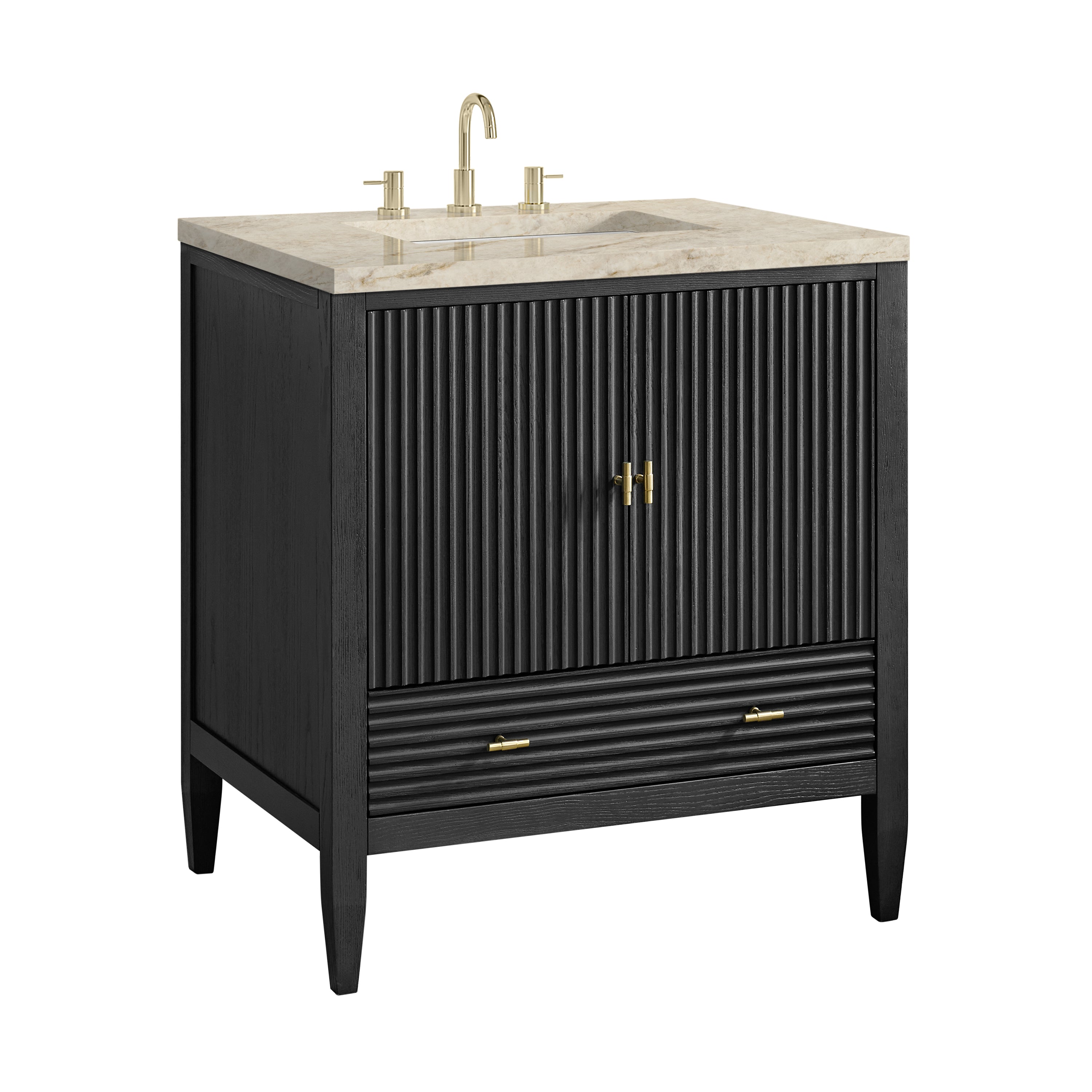 James Martin Myrrin 30" Single Vanity in Carbon Oak with 3cm Countertop
