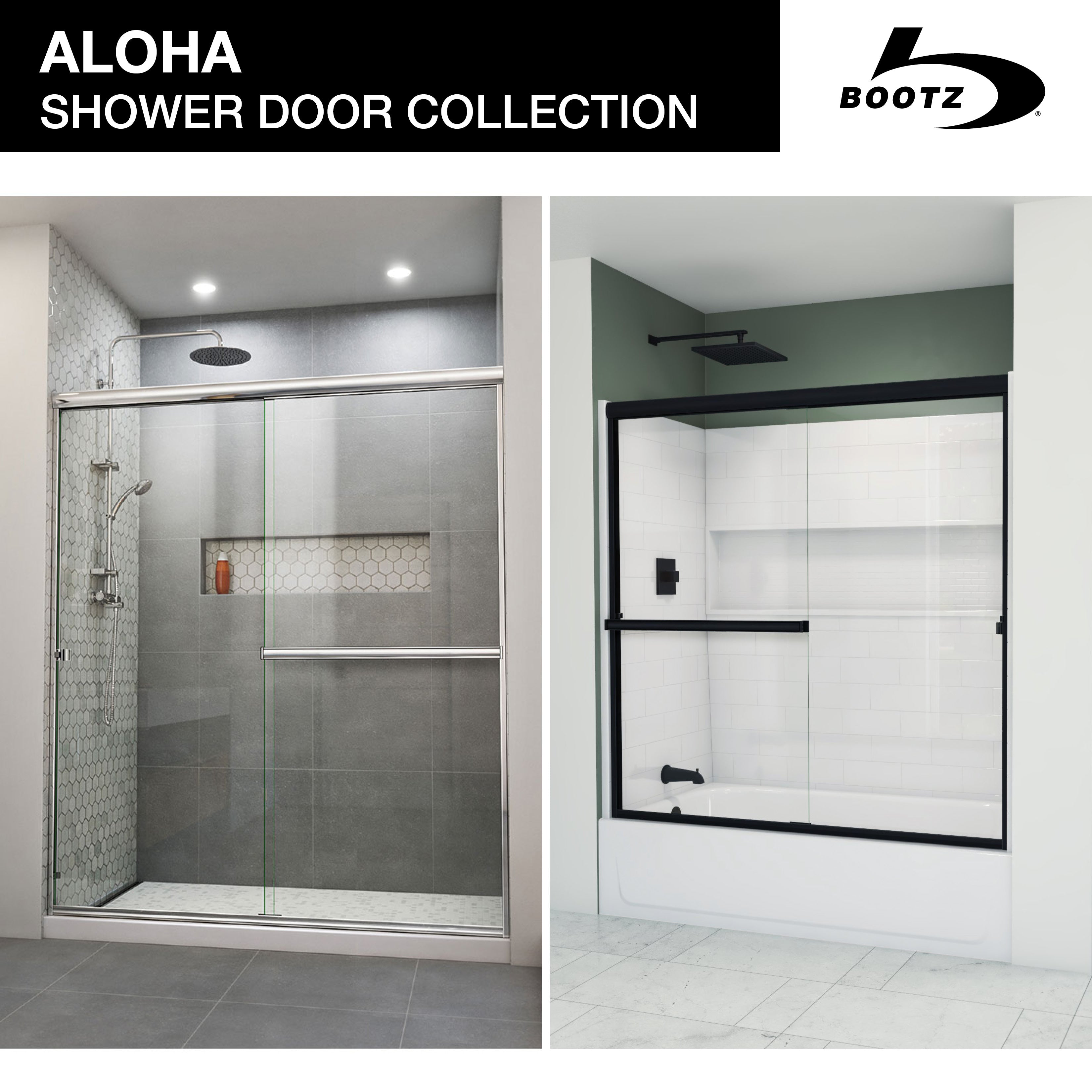Aloha 56 - 60 inch W x 56 inch H Semi-Frameless Sliding Tub Door
