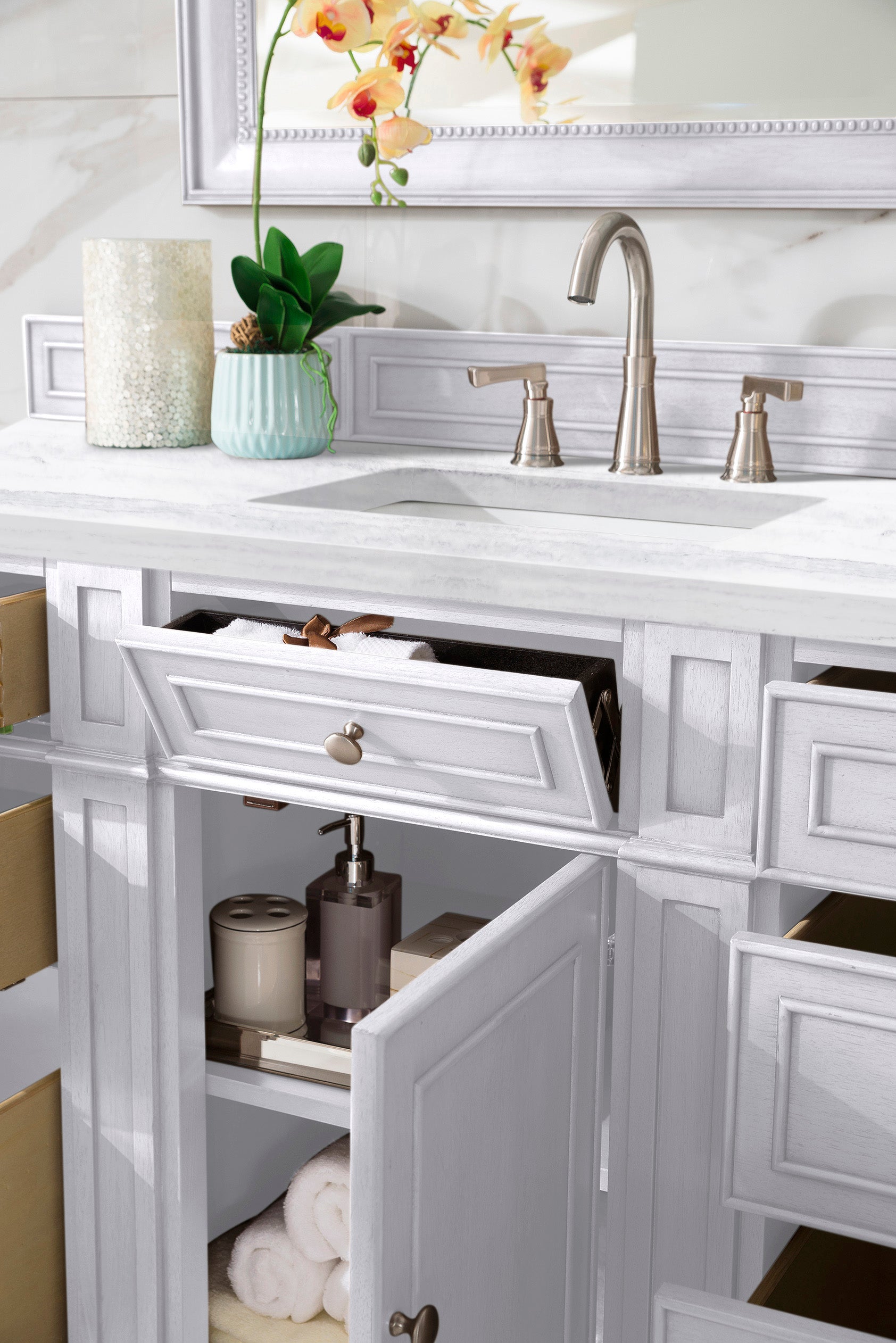 James Martin Bristol 60" Single Vanity in Bright White with 3cm Countertop