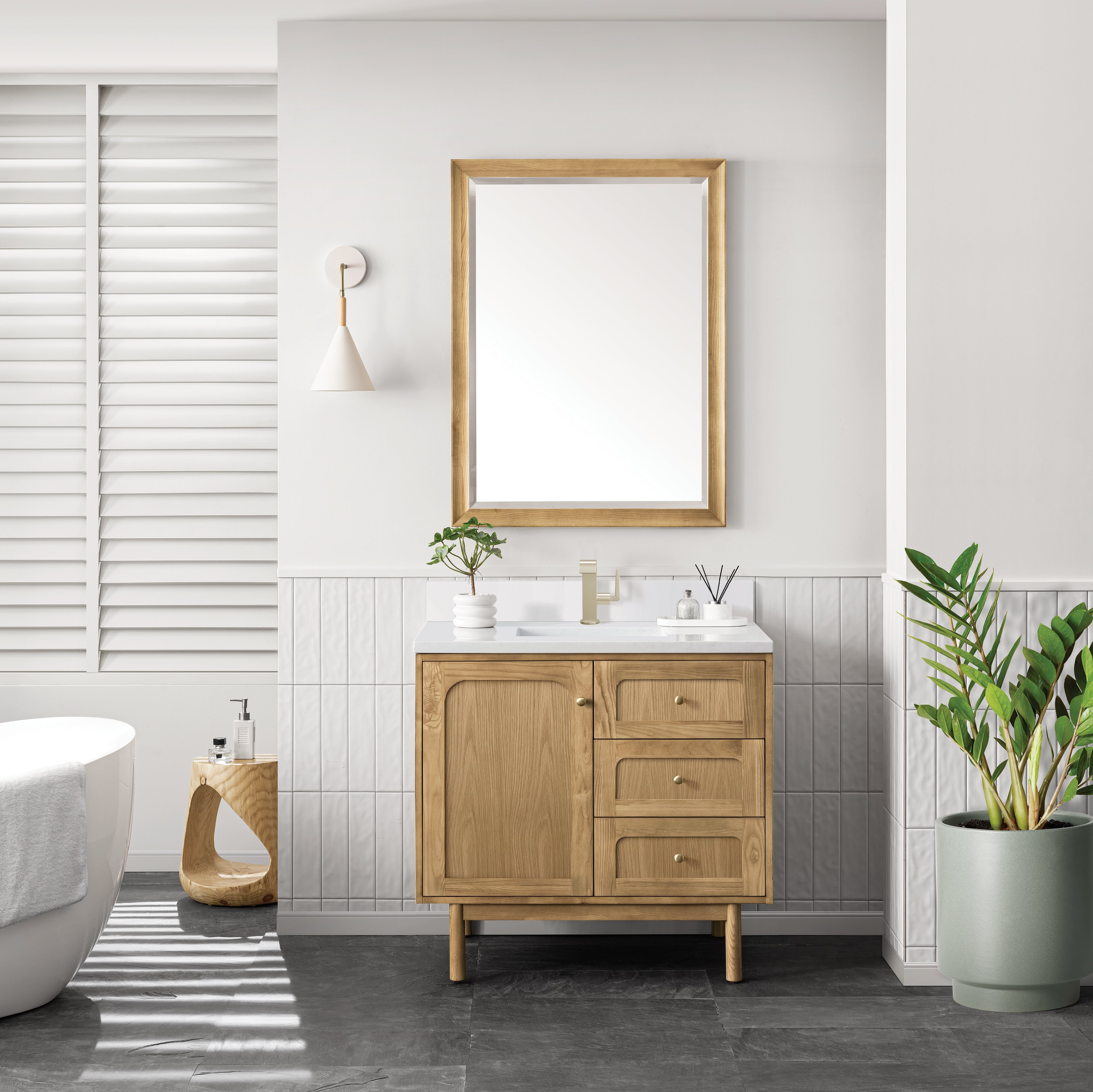 James Martin Laurent 36" Single Vanity in Light Natural Oak with 3cm Countertop