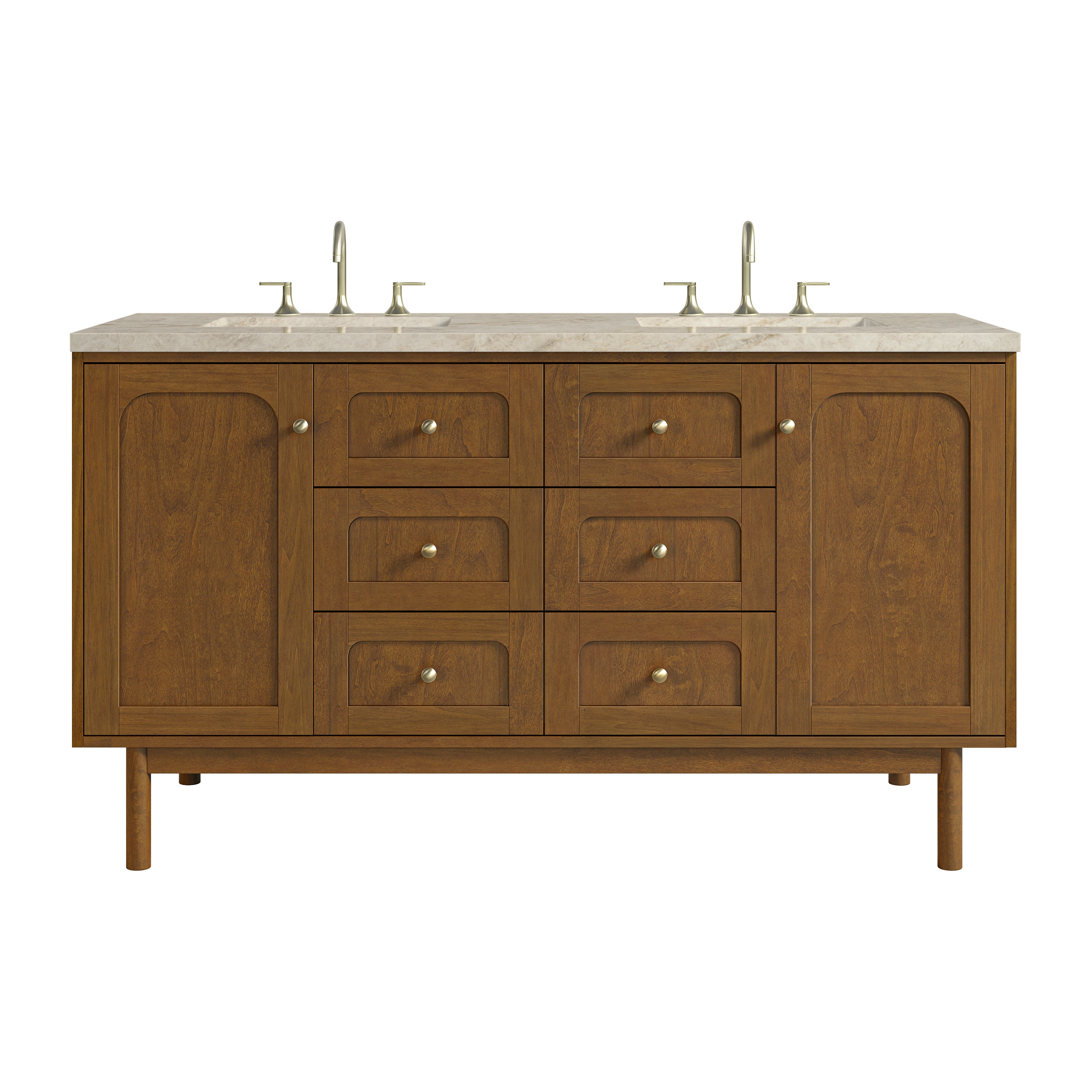 James Martin Laurent 60" Double Vanity in Honey Oak with 3cm Countertop