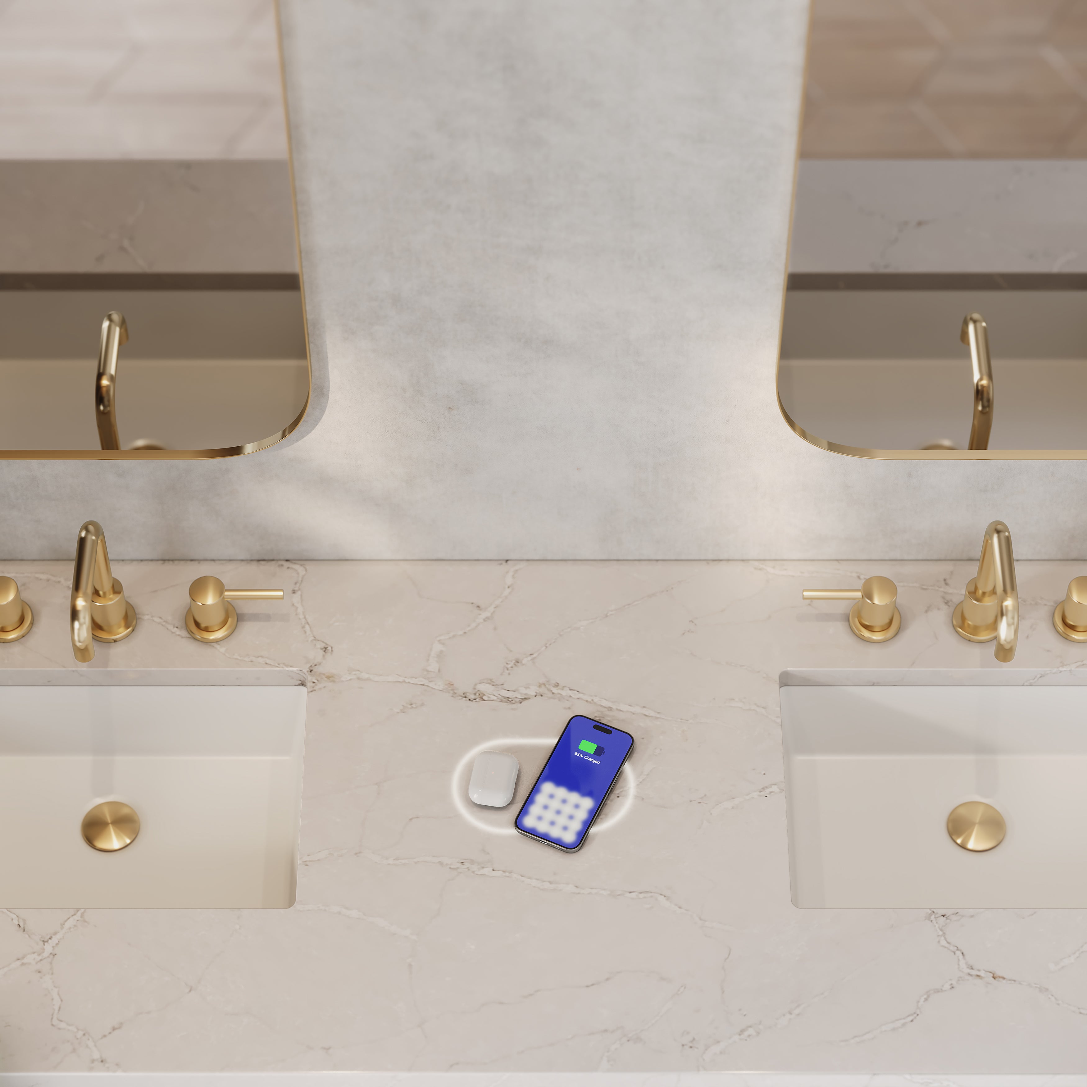 James Martin Breckenridge 72" Double Vanity in Light Natural Oak with 3cm Countertop and FreePower Wireless Charger