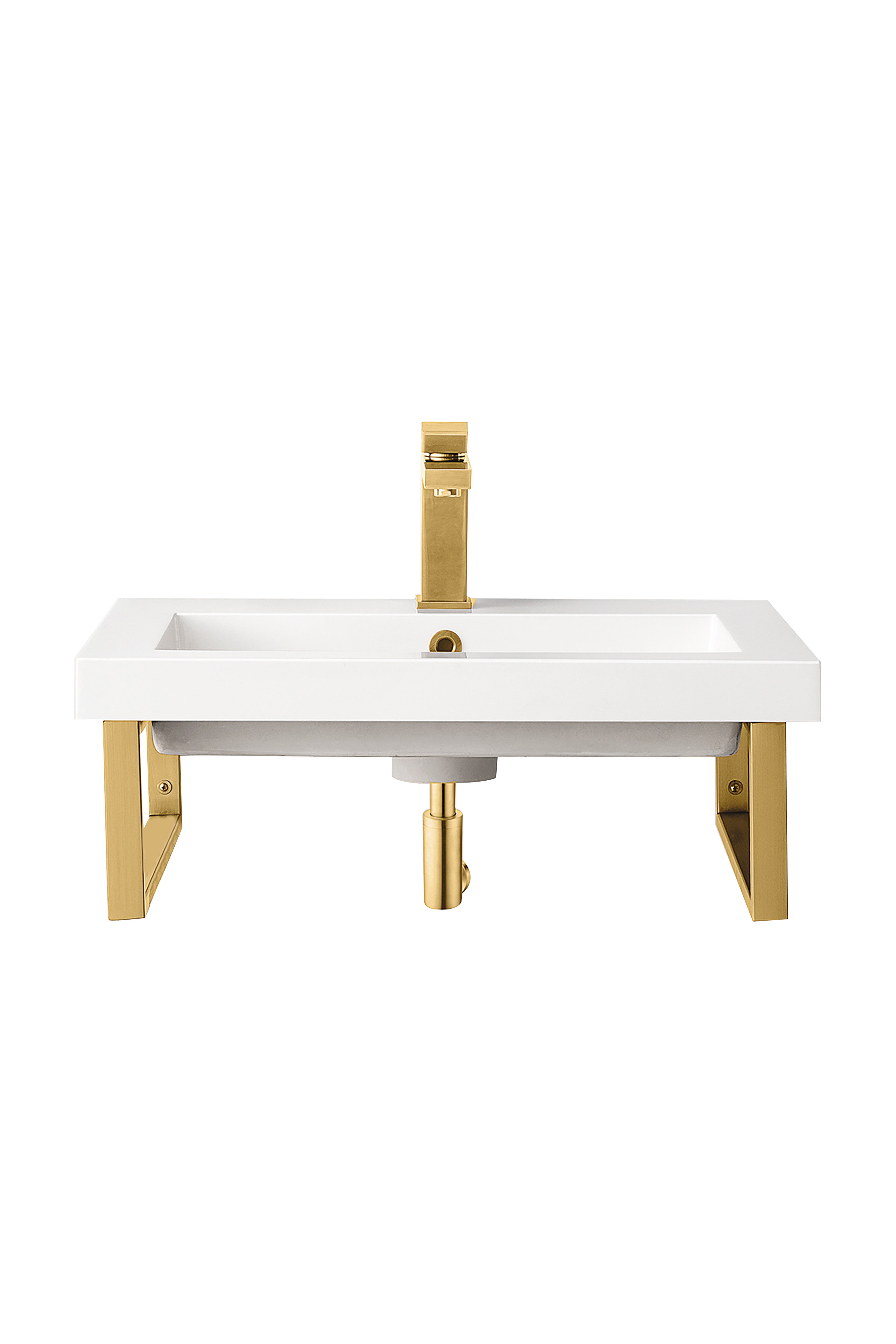 James Martin Two Boston 18" Wall Brackets with 23.6" White Glossy Composite Stone Top