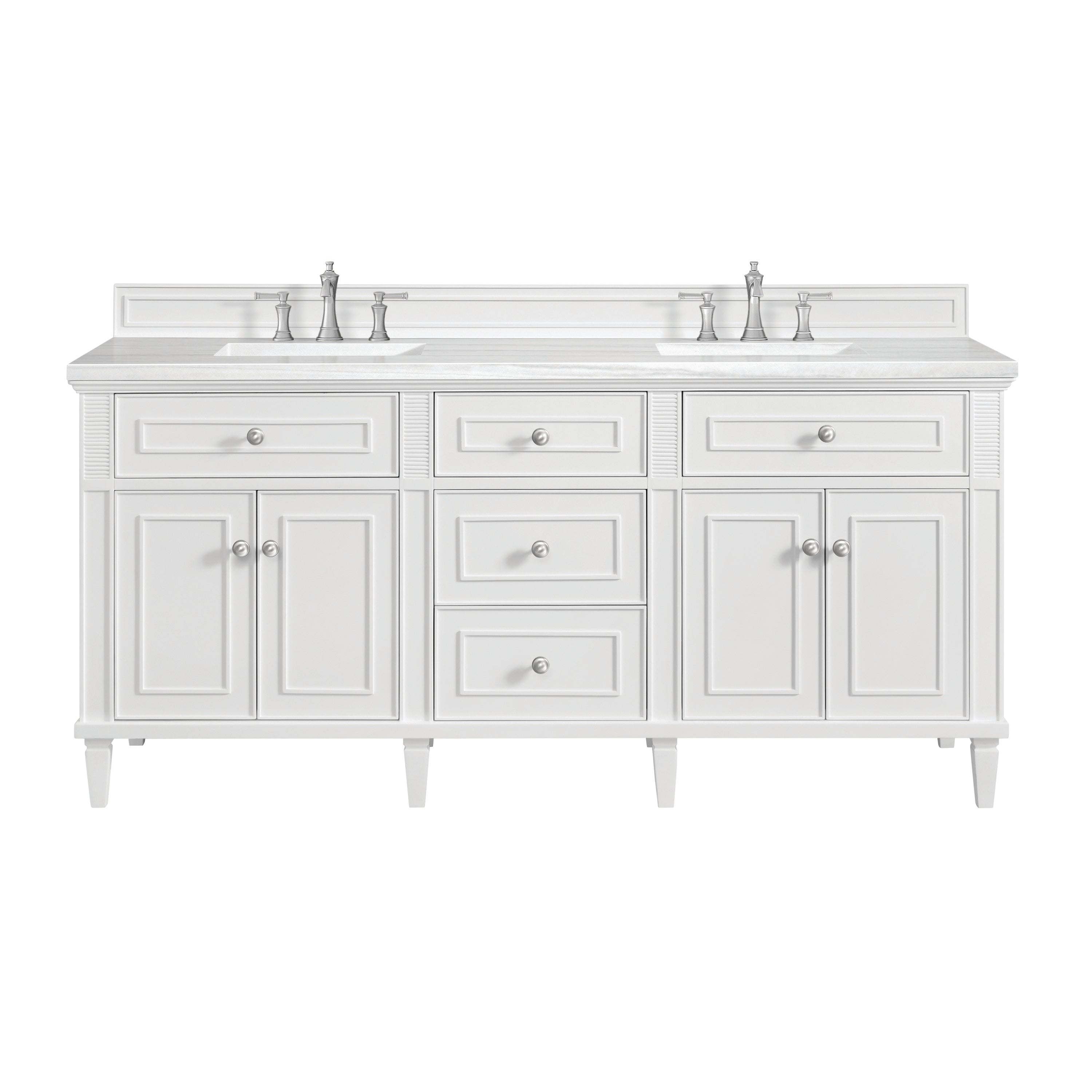 James Martin Lorelai 72" Double Vanity in Bright White with 3cm Countertop
