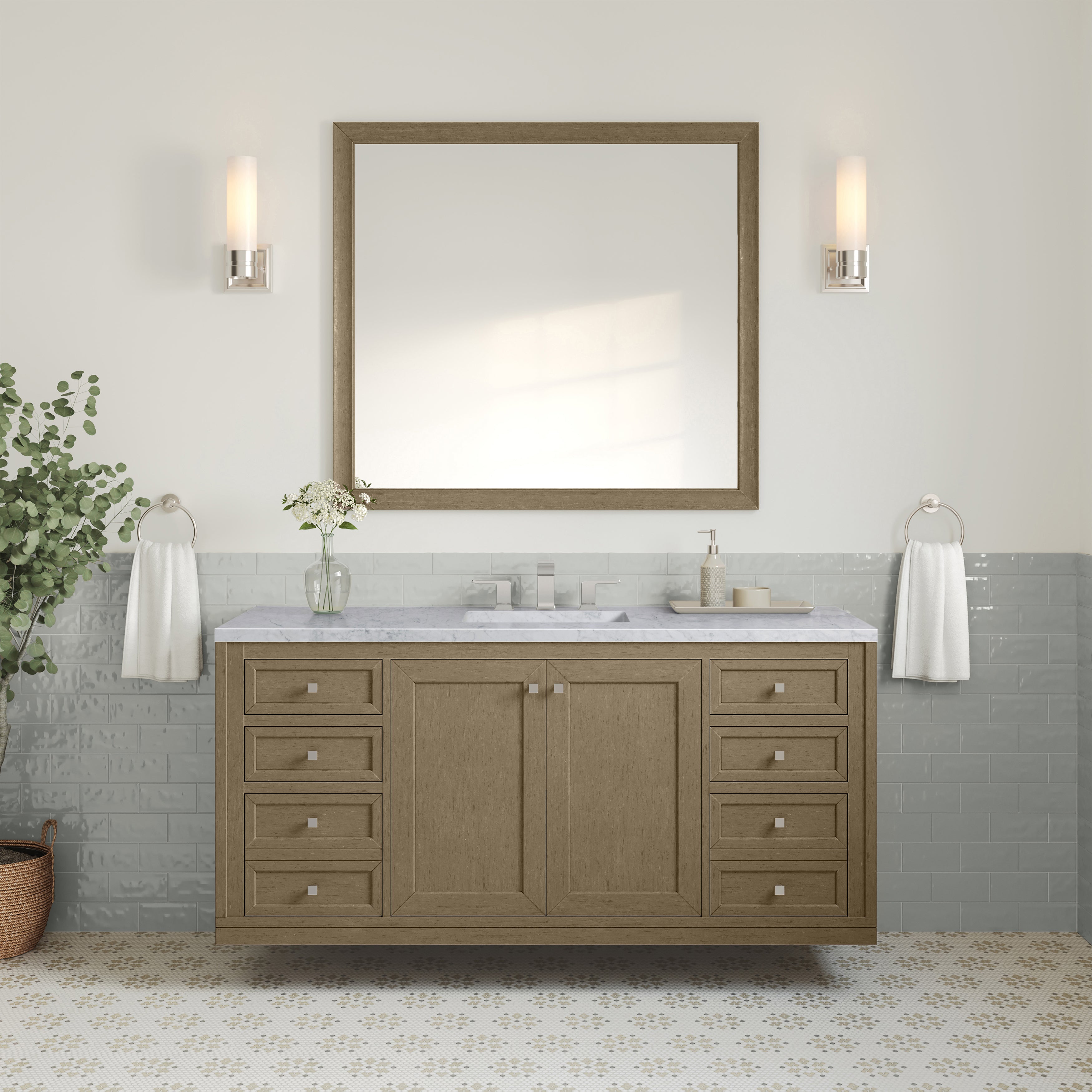 James Martin Chicago 60" Single Vanity in Walnut Whisper with 3cm Countertop
