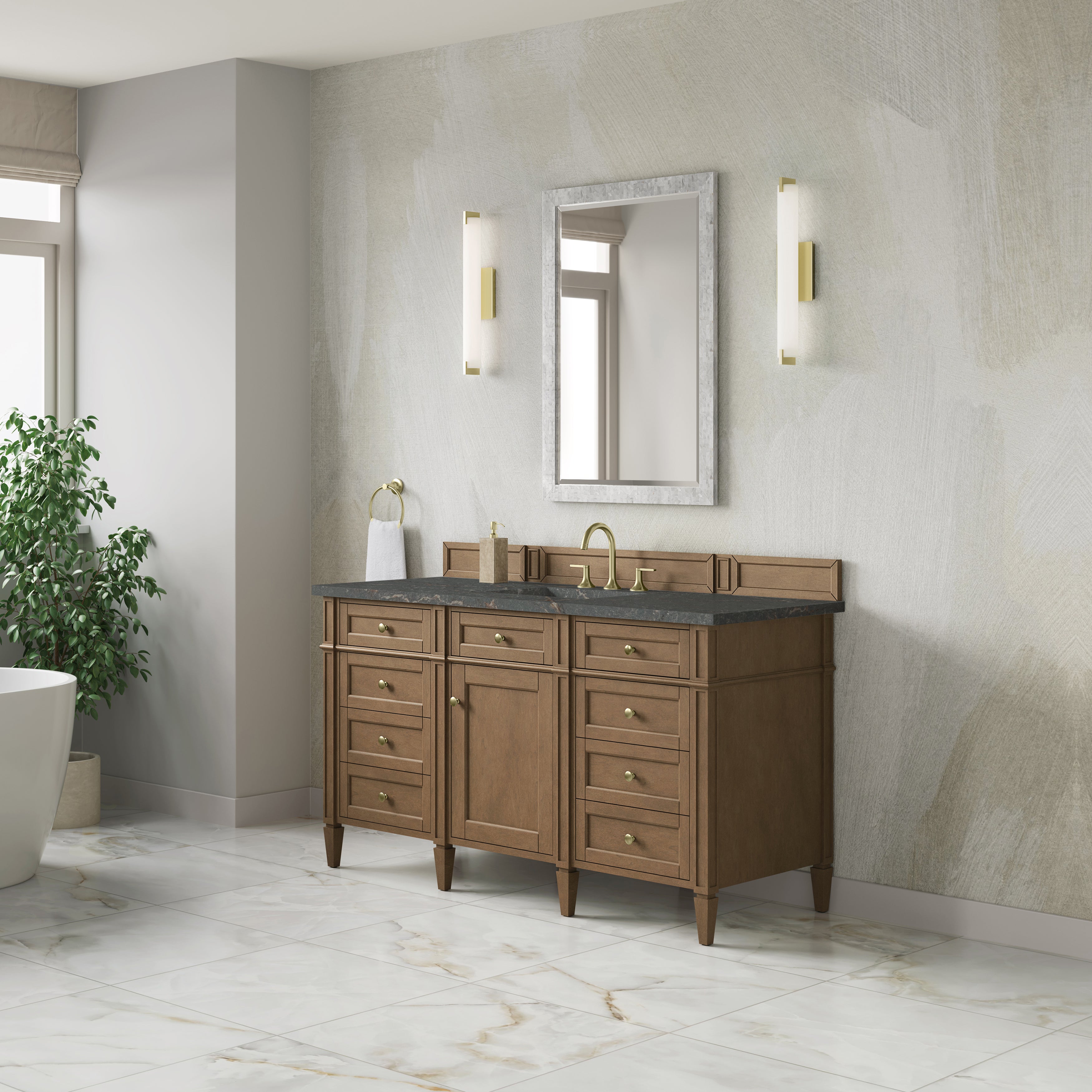 James Martin Brittany 60" Single Vanity in Pecan with 3cm Countertop