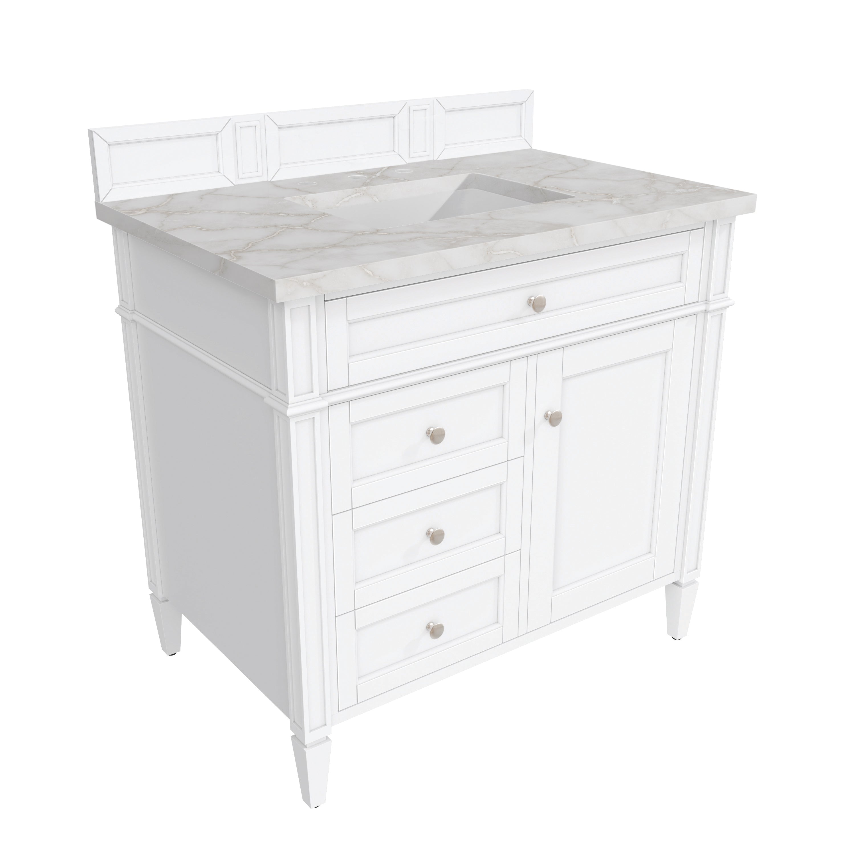 James Martin Brittany 36" Single Vanity in Bright White with 3cm Countertop
