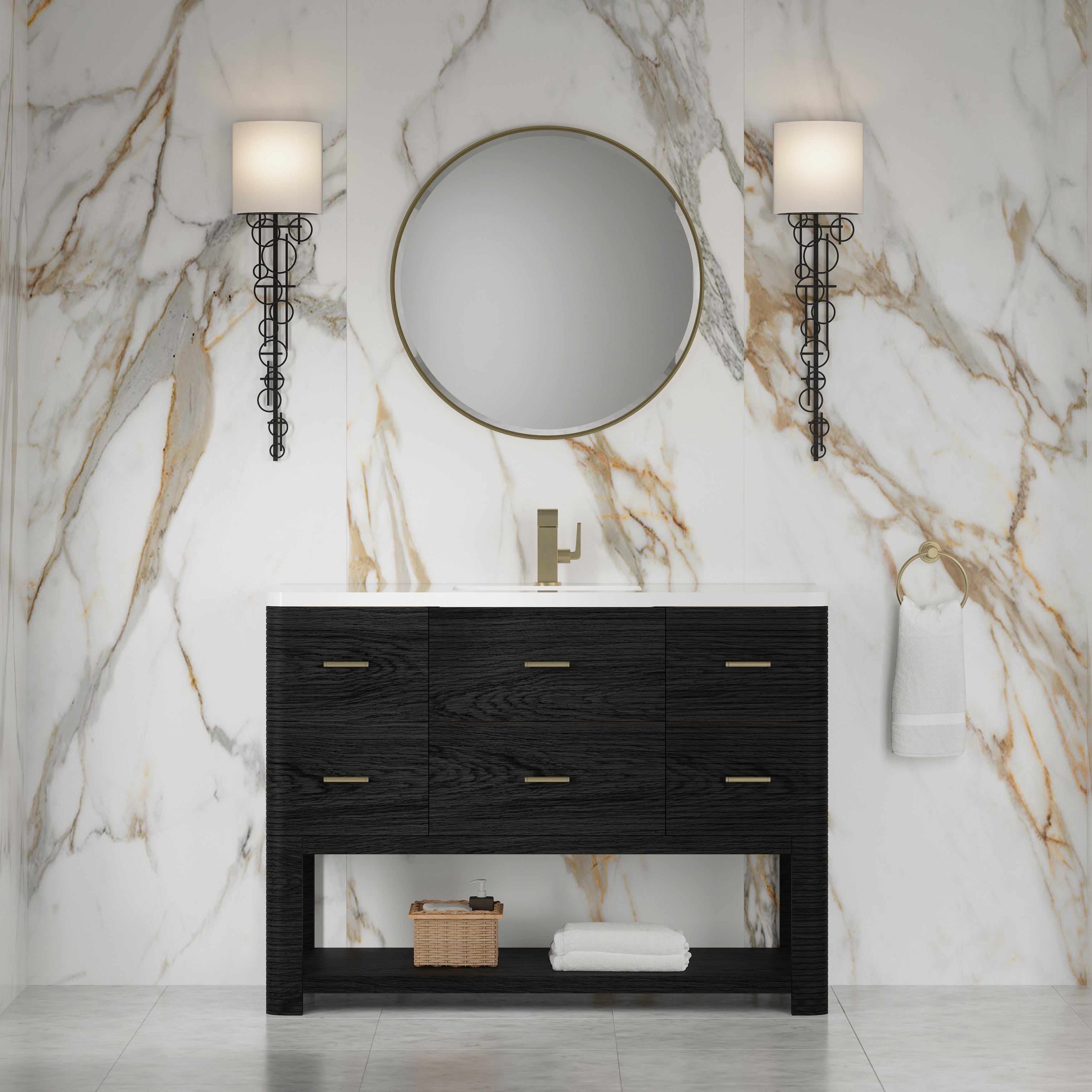 James Martin Lucian 48" Single Vanity in Carbon Oak with 3cm Countertop